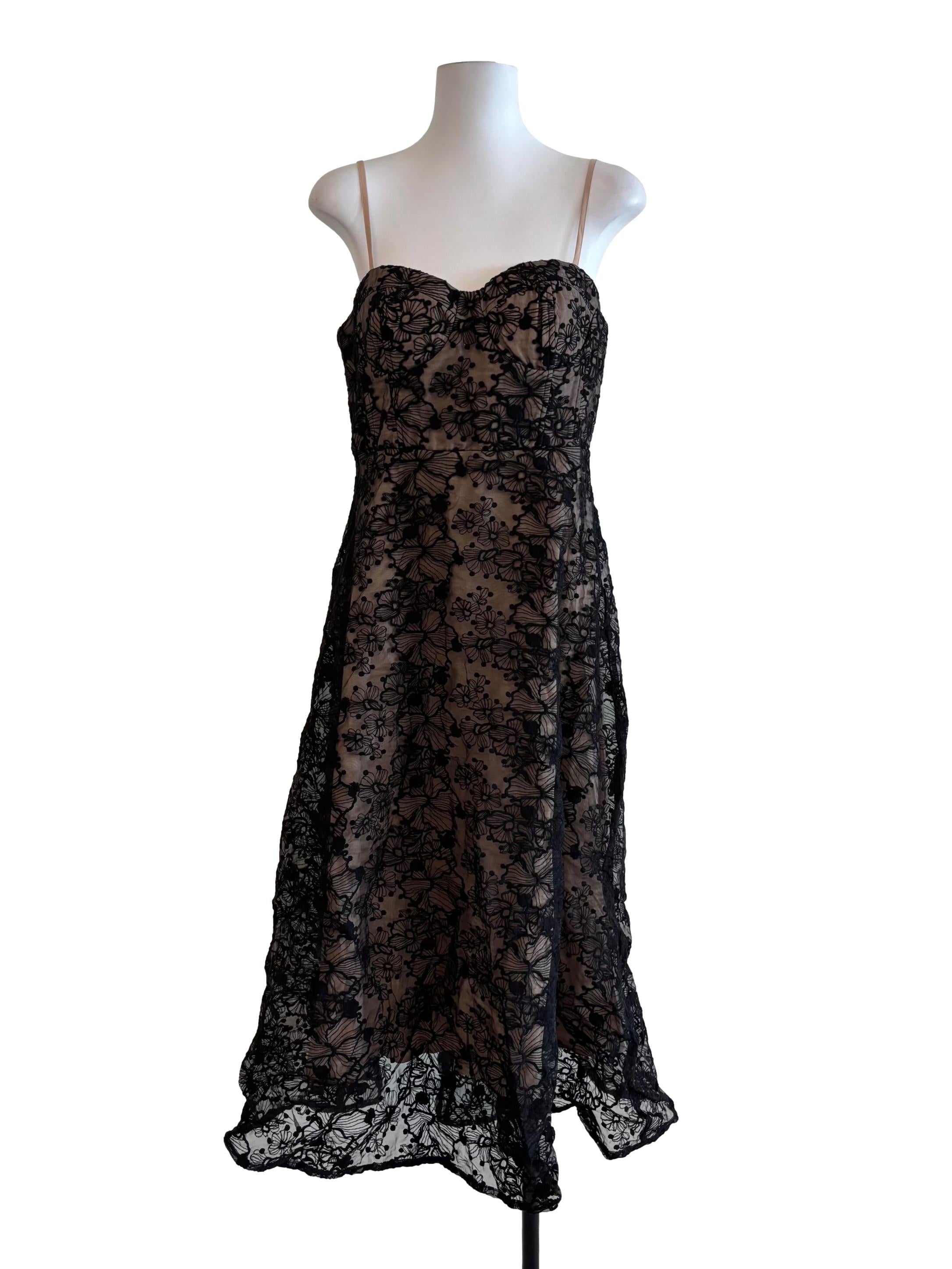 Onyx Black Lined Sweetheart Lace Dress