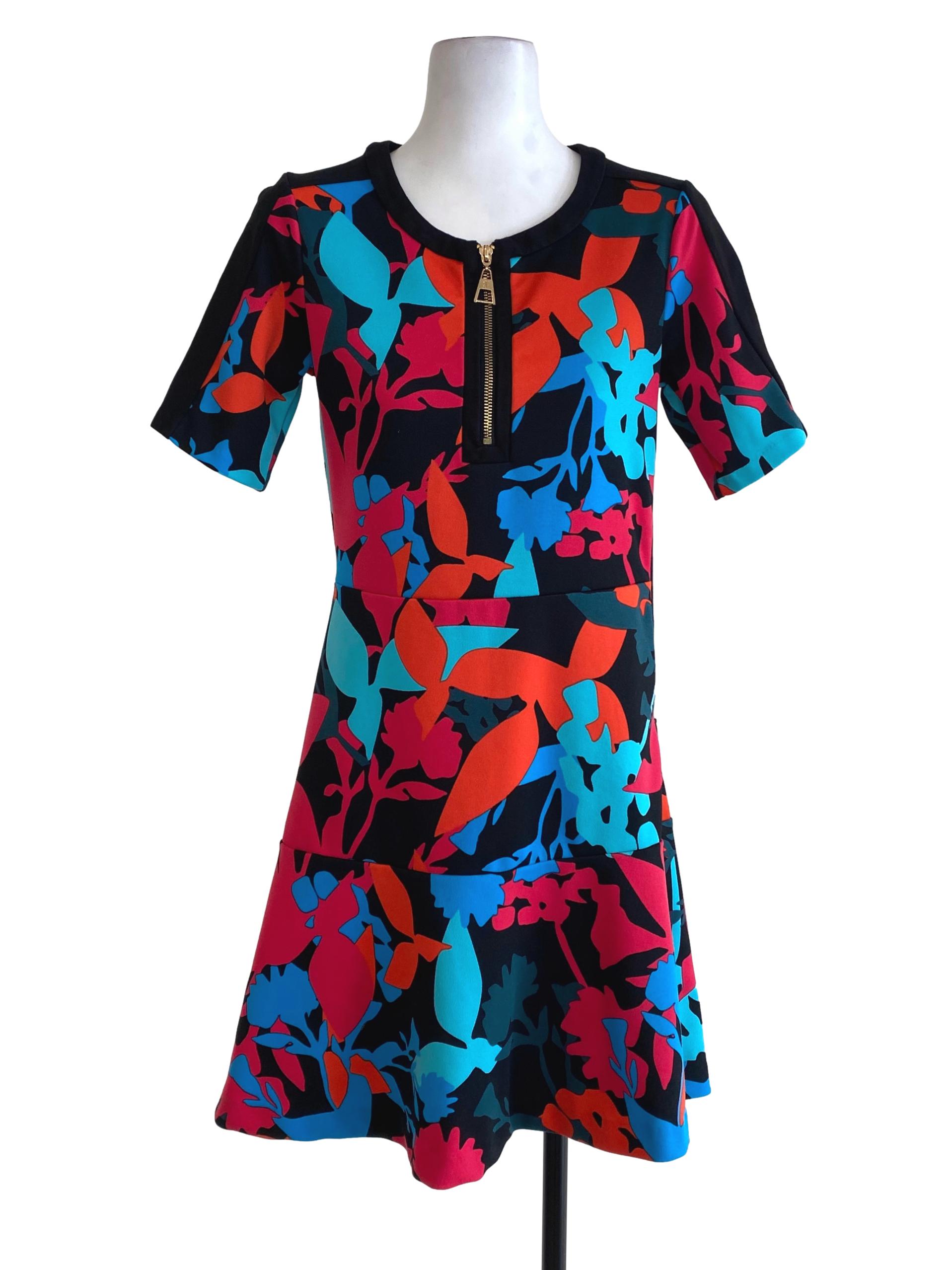 Juicy Couture Black Pink Floral Empire Dress | REFASH