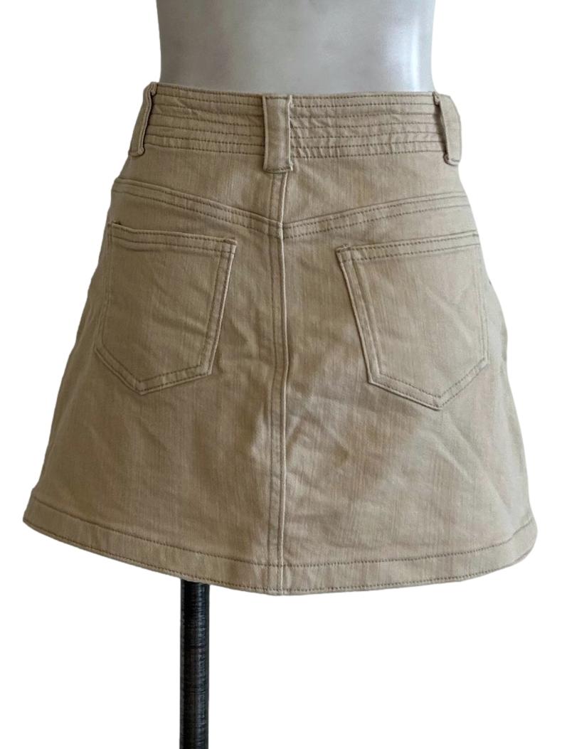 Beige Denim Mini Skirt