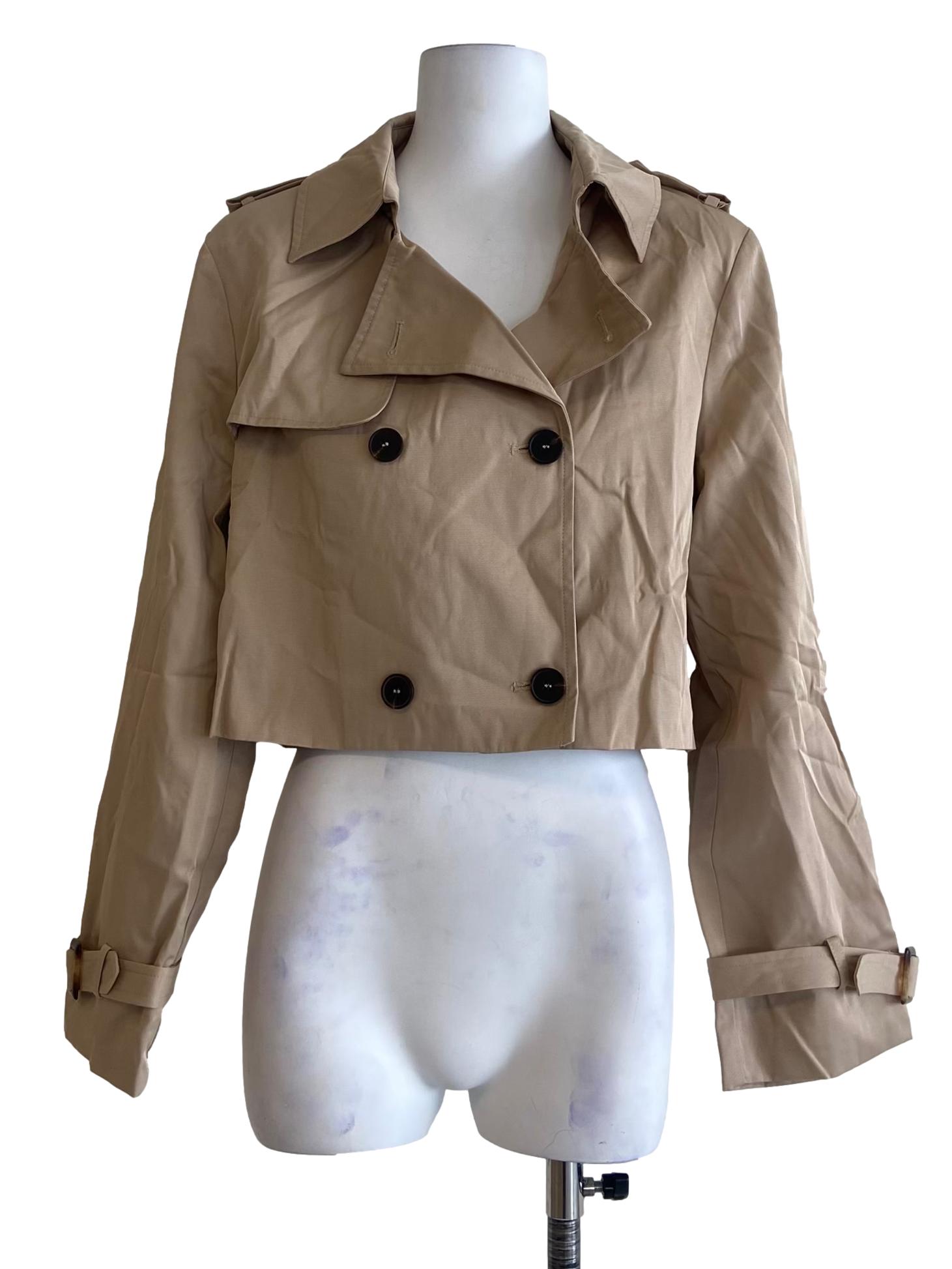 Tortilla Brown Herringbone Crop Blazer