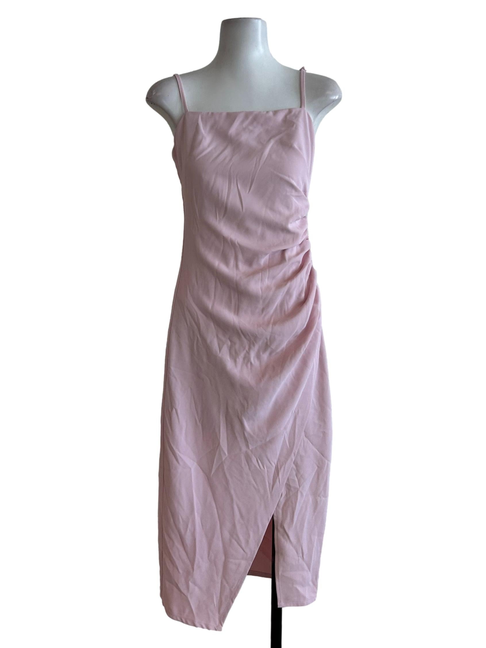 Baby Pink Slits Drape Dress