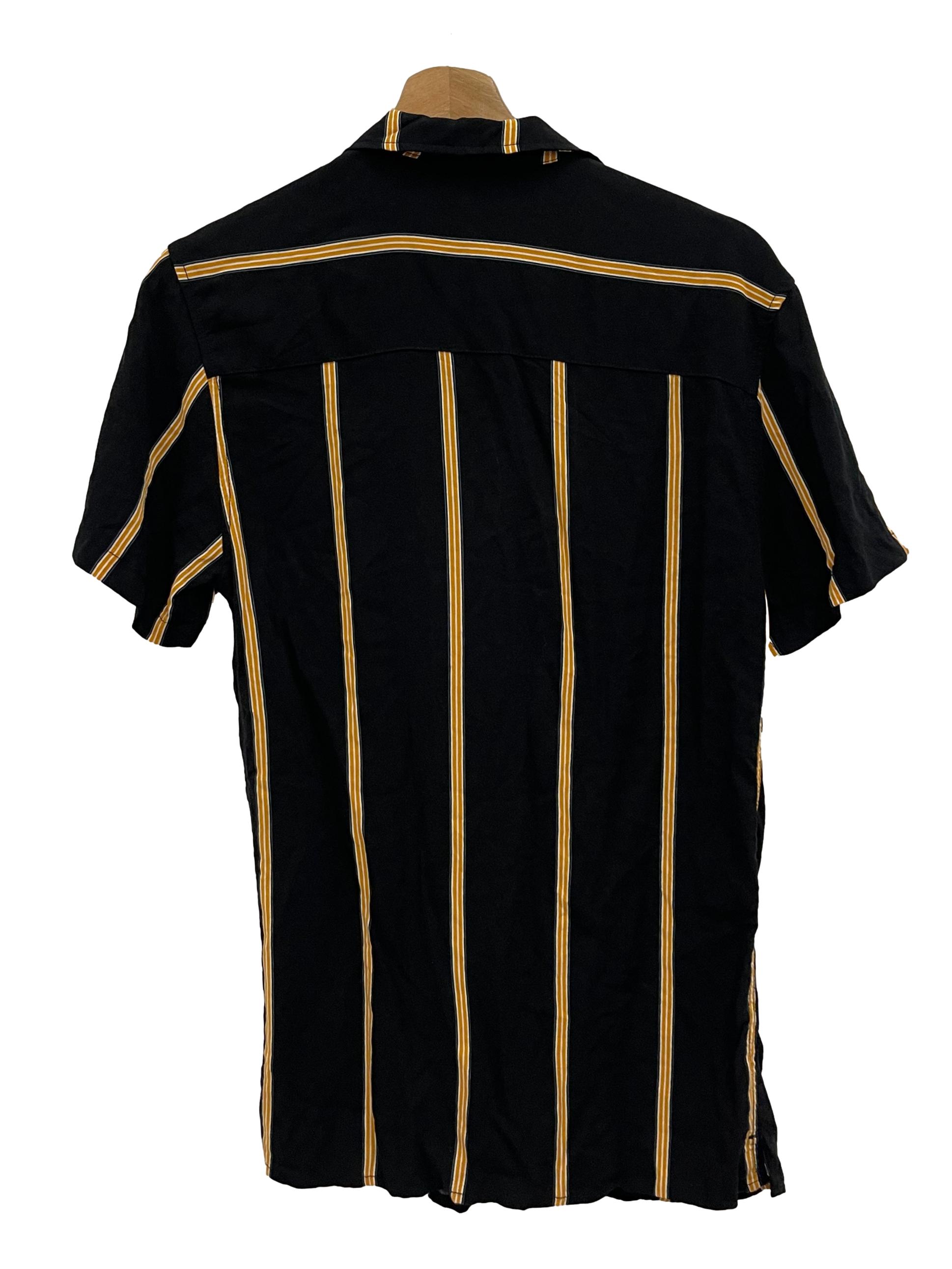 Black And Yellow Striped Button Down Shirt