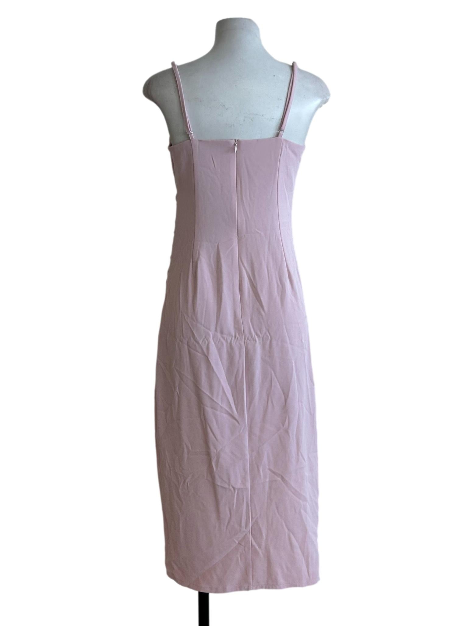 Baby Pink Slits Drape Dress