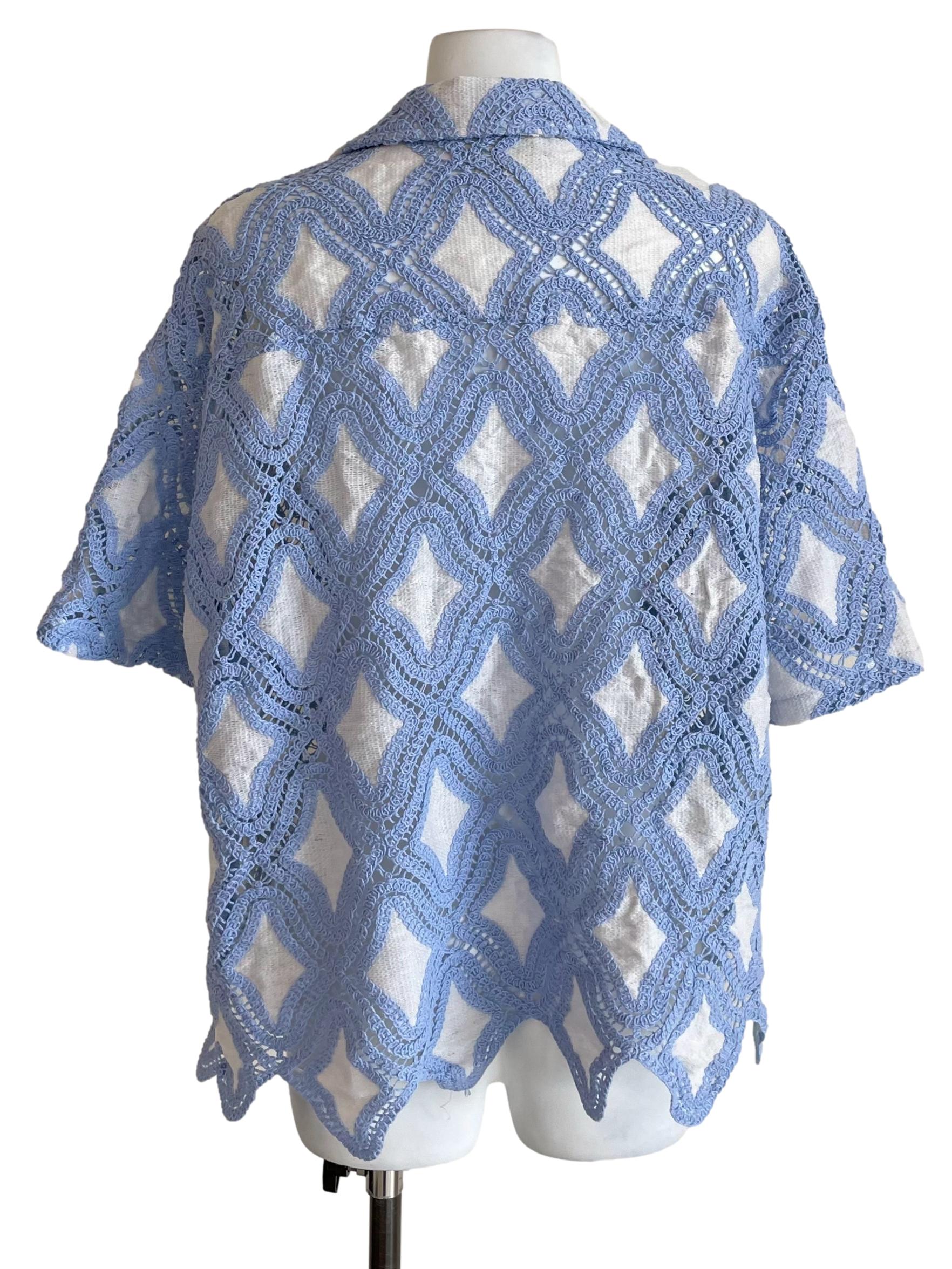Iris Blue Knit Tie Knot Shirt