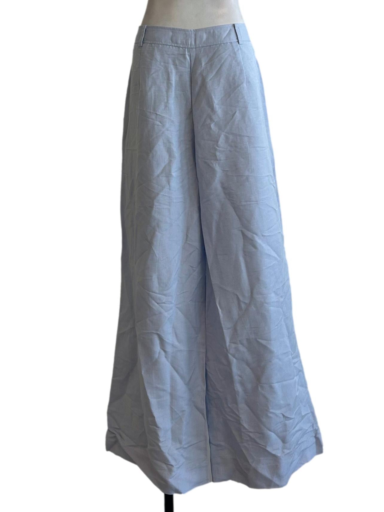 Light Blue Tailored Linen Pants