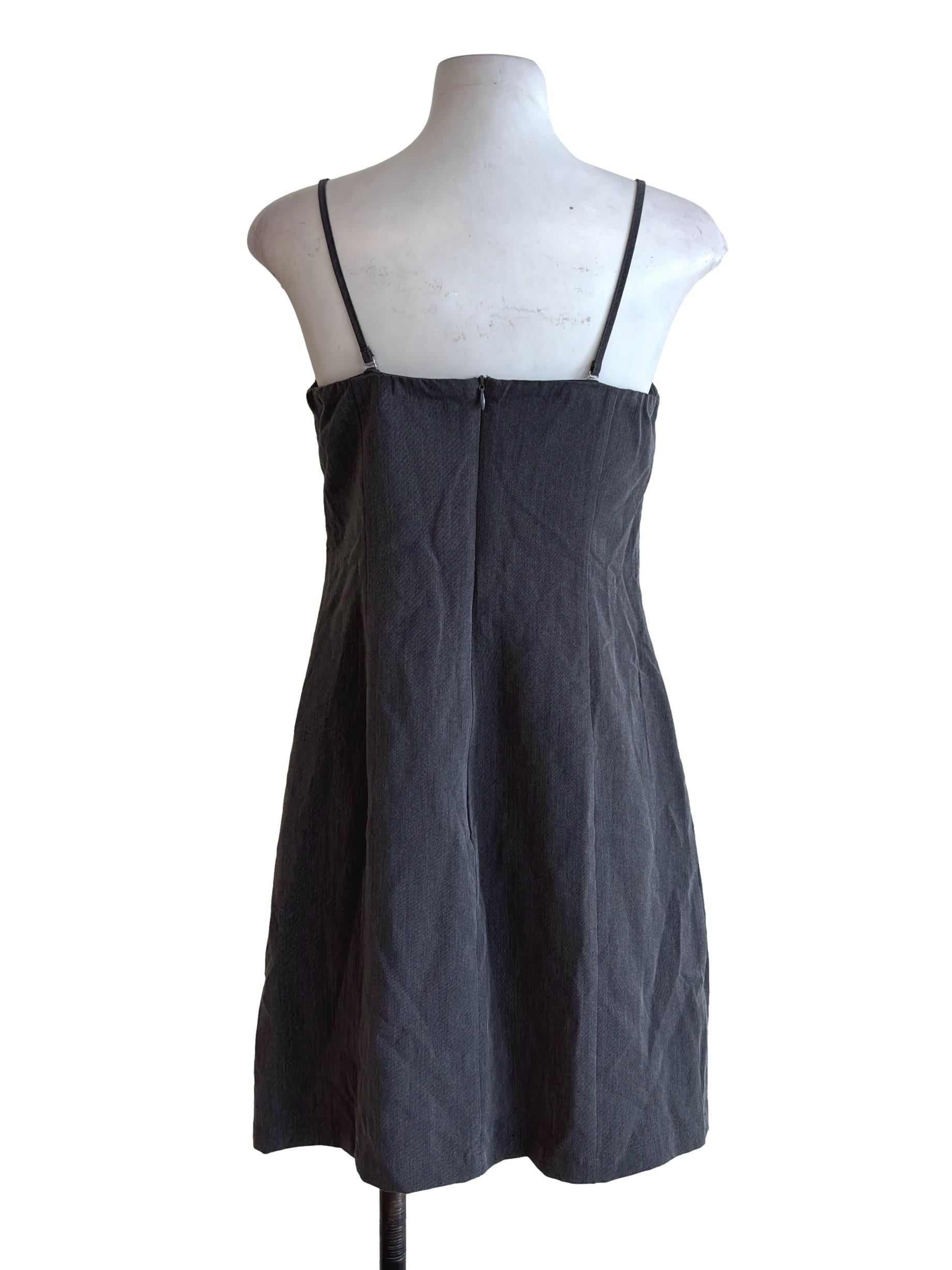 Deep Grey Padded Mini Dress