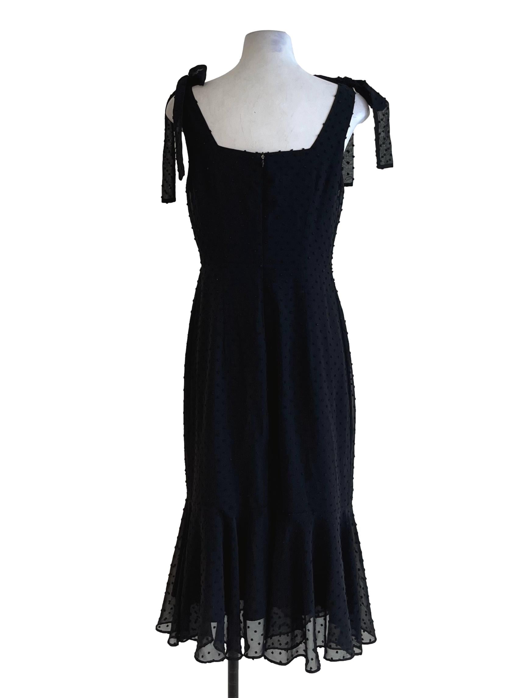 Black Square Neckline A-Line Dress