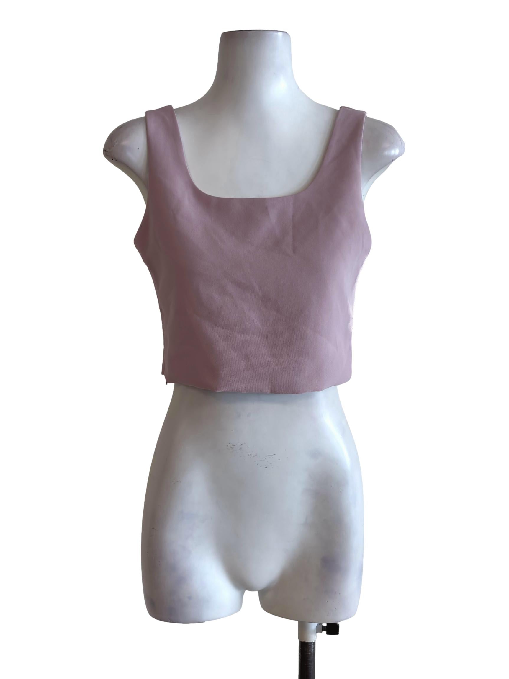 Dusty Pink Square Neck Cropped Top