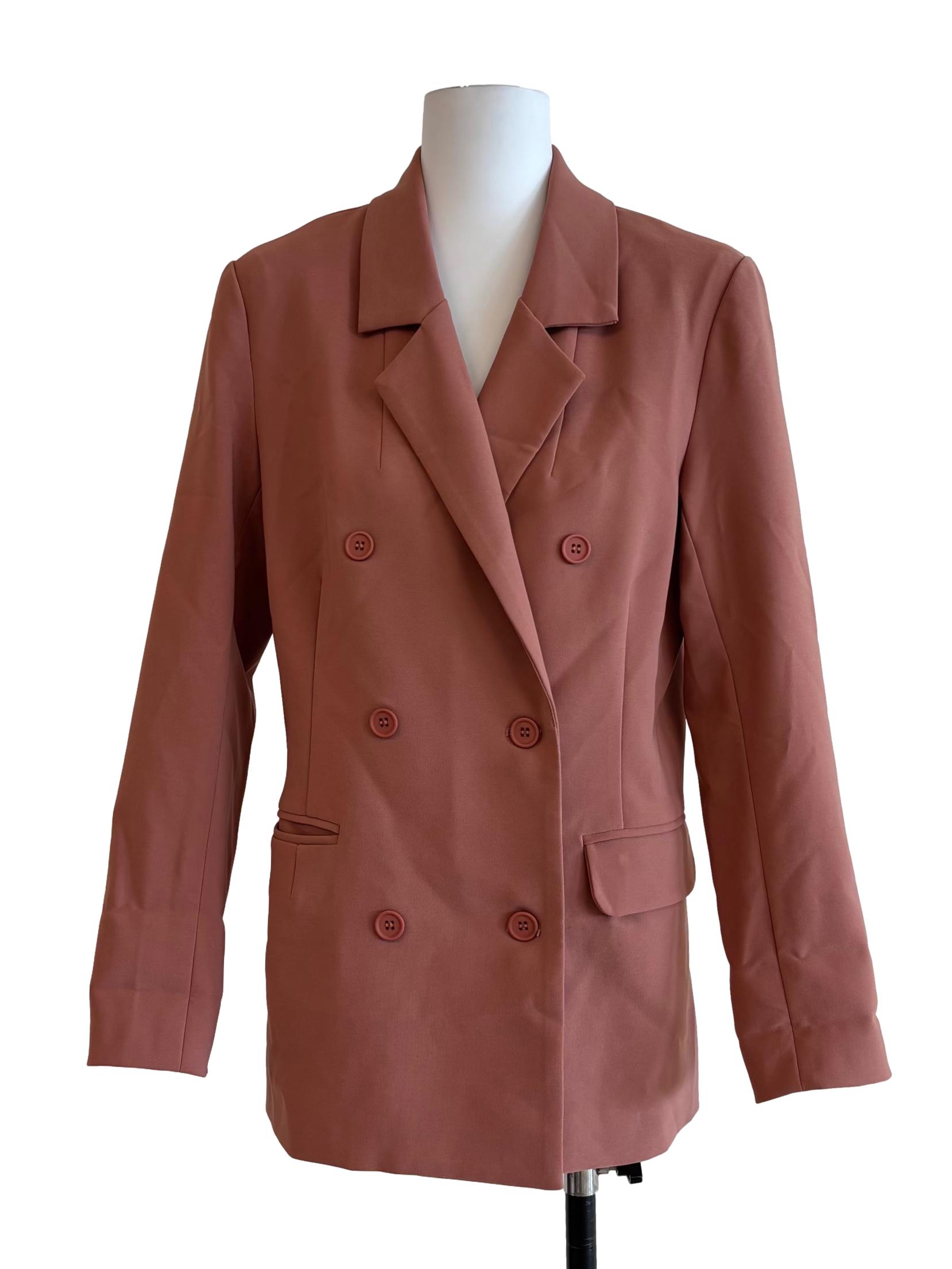 Coral Pink Double Breasted Blazer