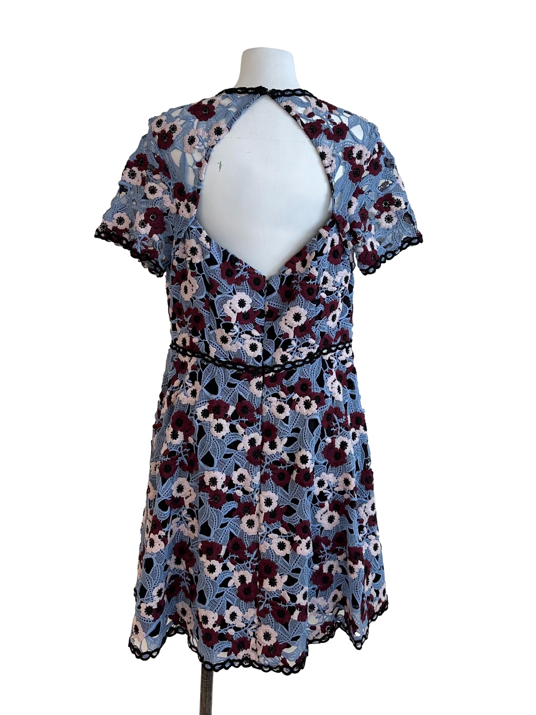 Dusty Blue Lace Floral Textured Dress
