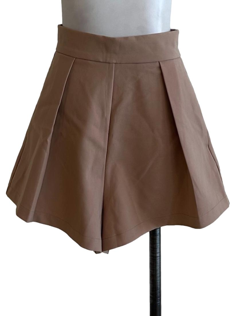 Sand Brown Pleated Short