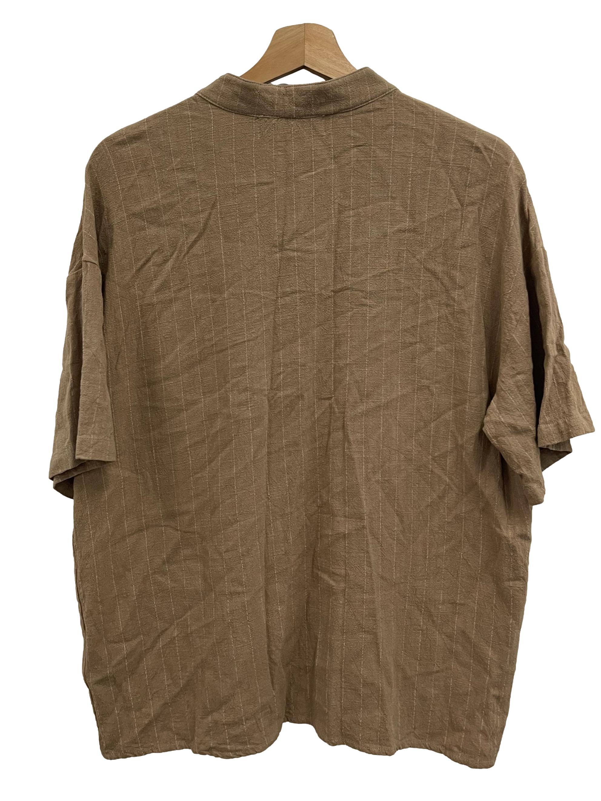 Brown And White Pinstripe Shirt