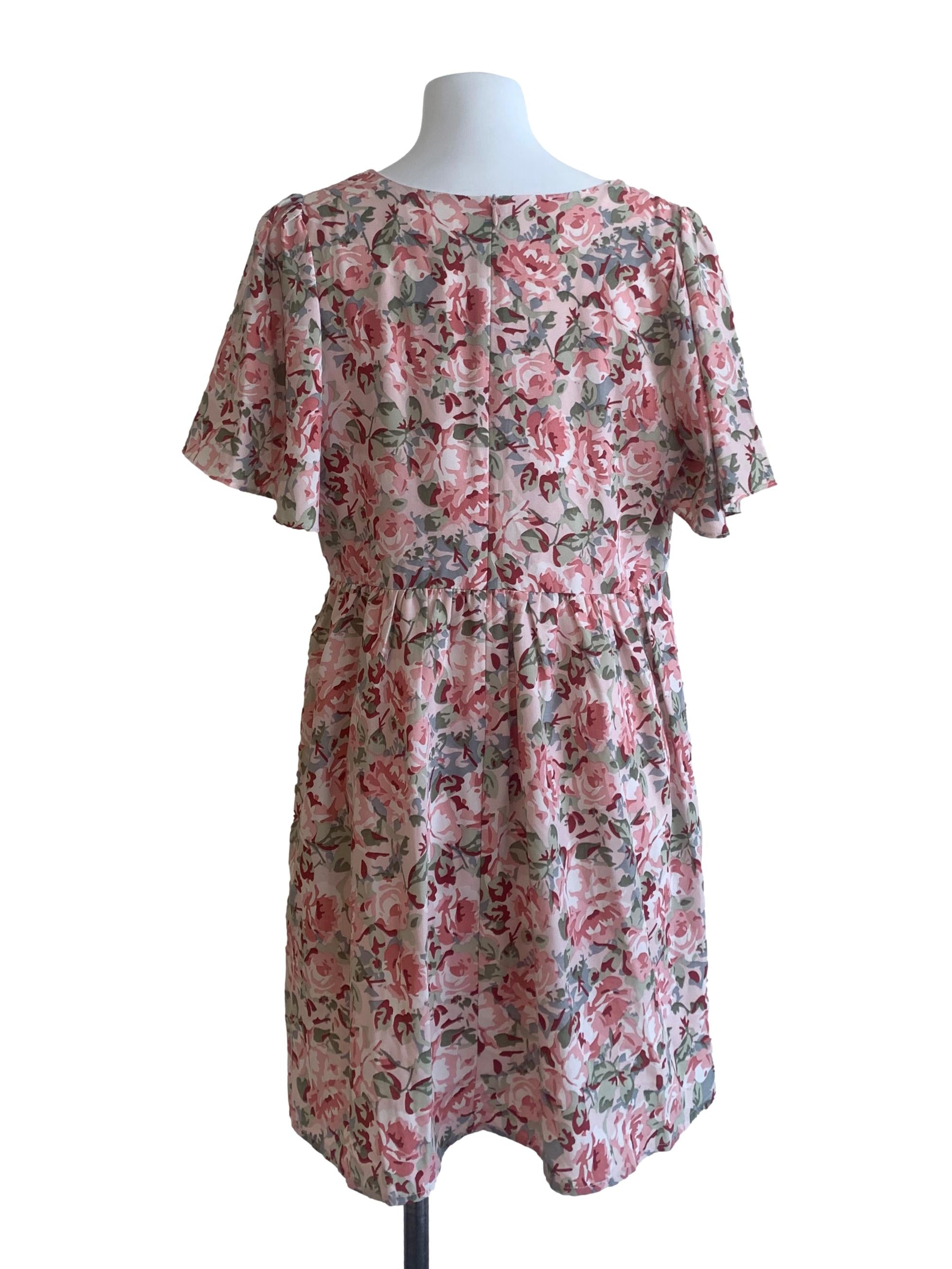 Rose Pink Floral Pattern Dress
