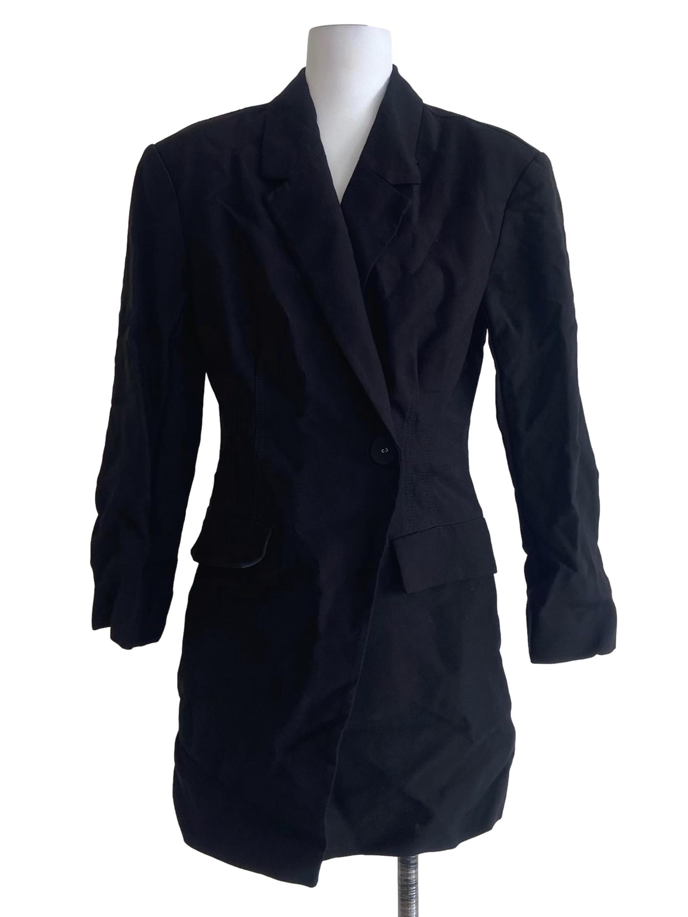 Black Single Button Wrap Dress