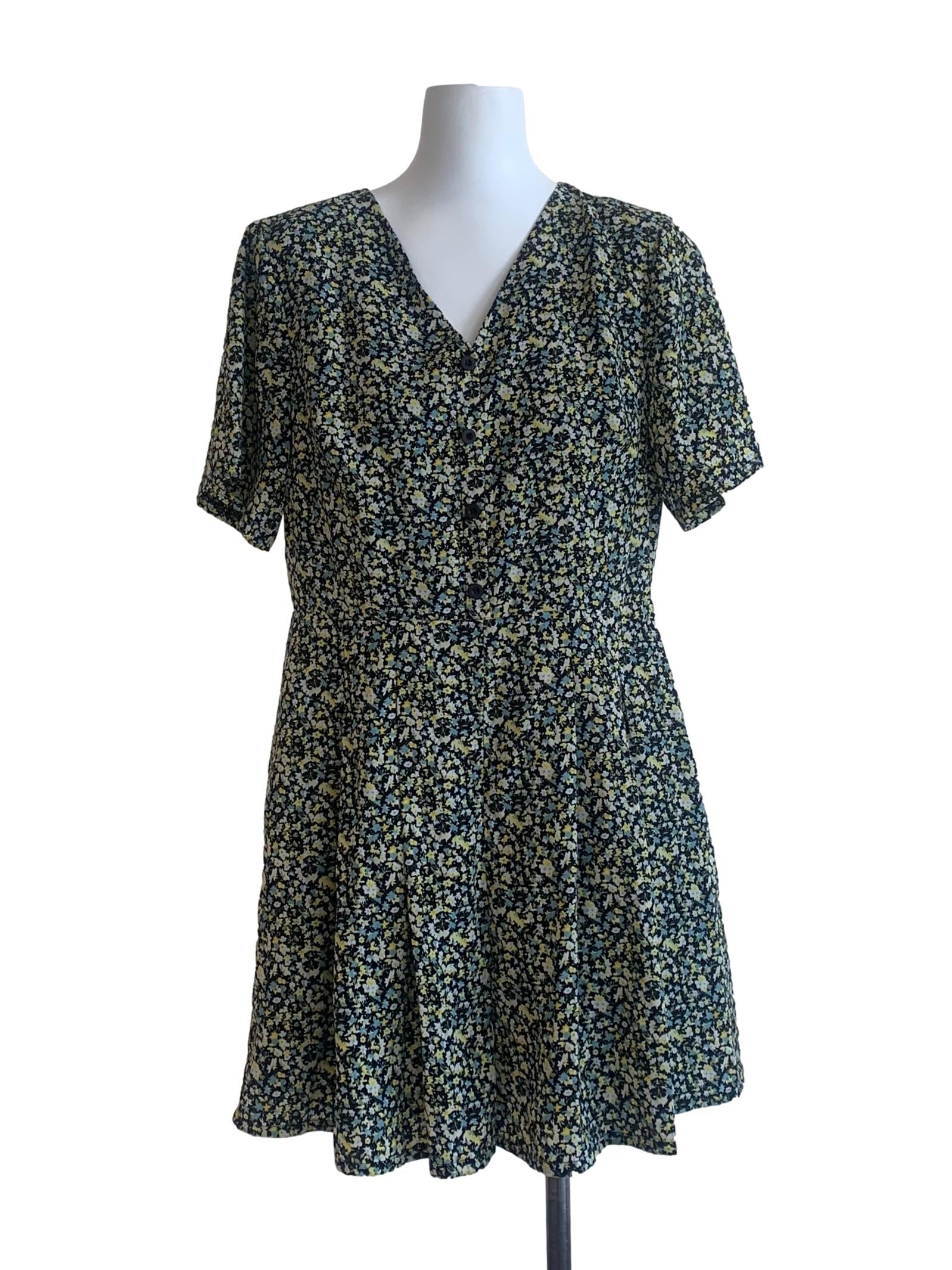 Black Multi Colour Floral Pattern Romper