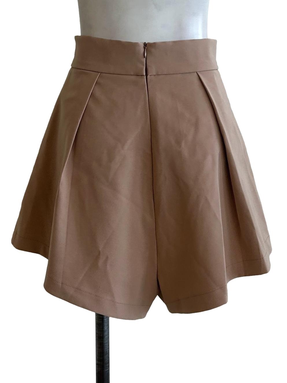 Sand Brown Pleated Short