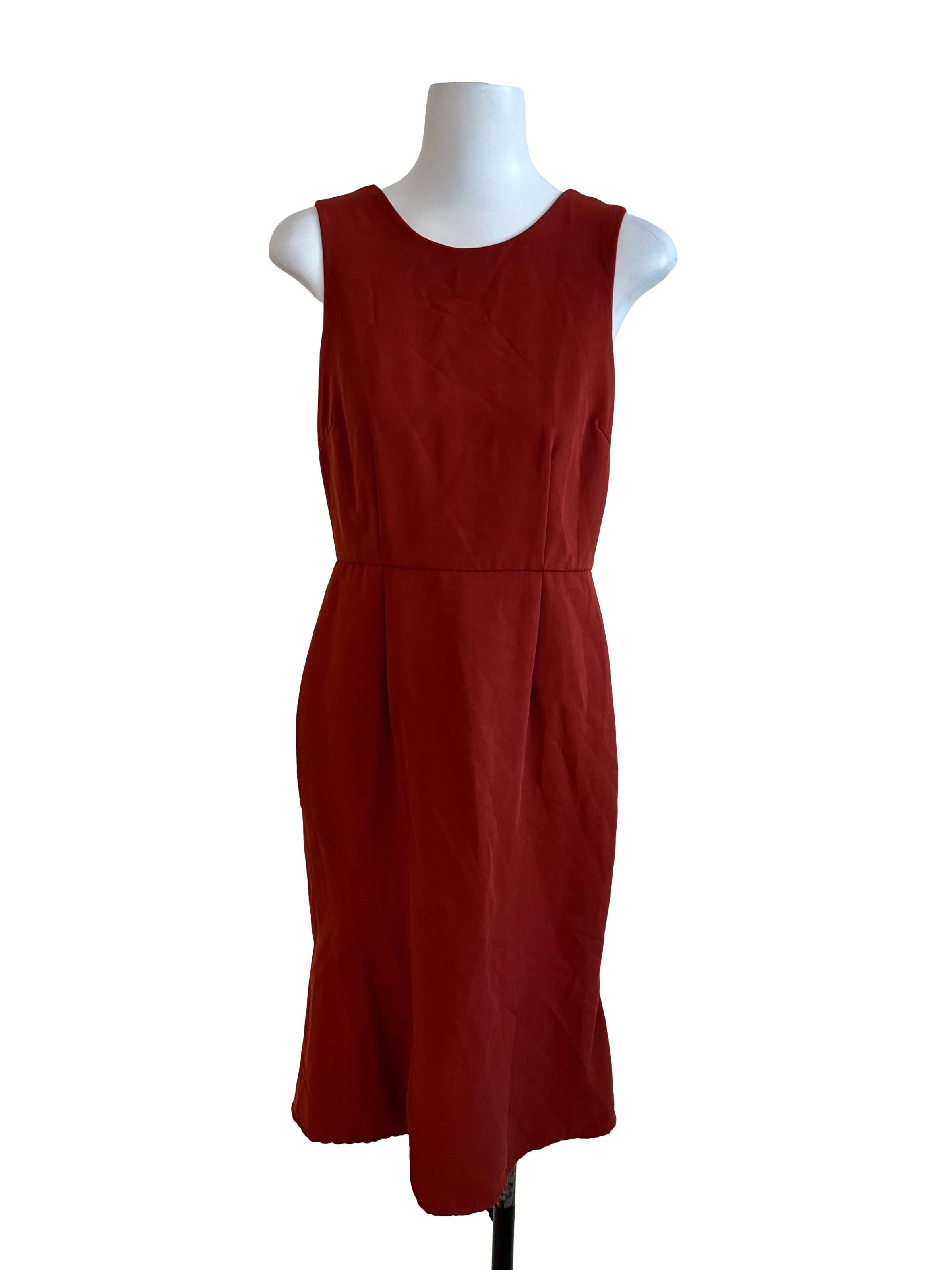 Brick Orange Round Neck Sheath Dress