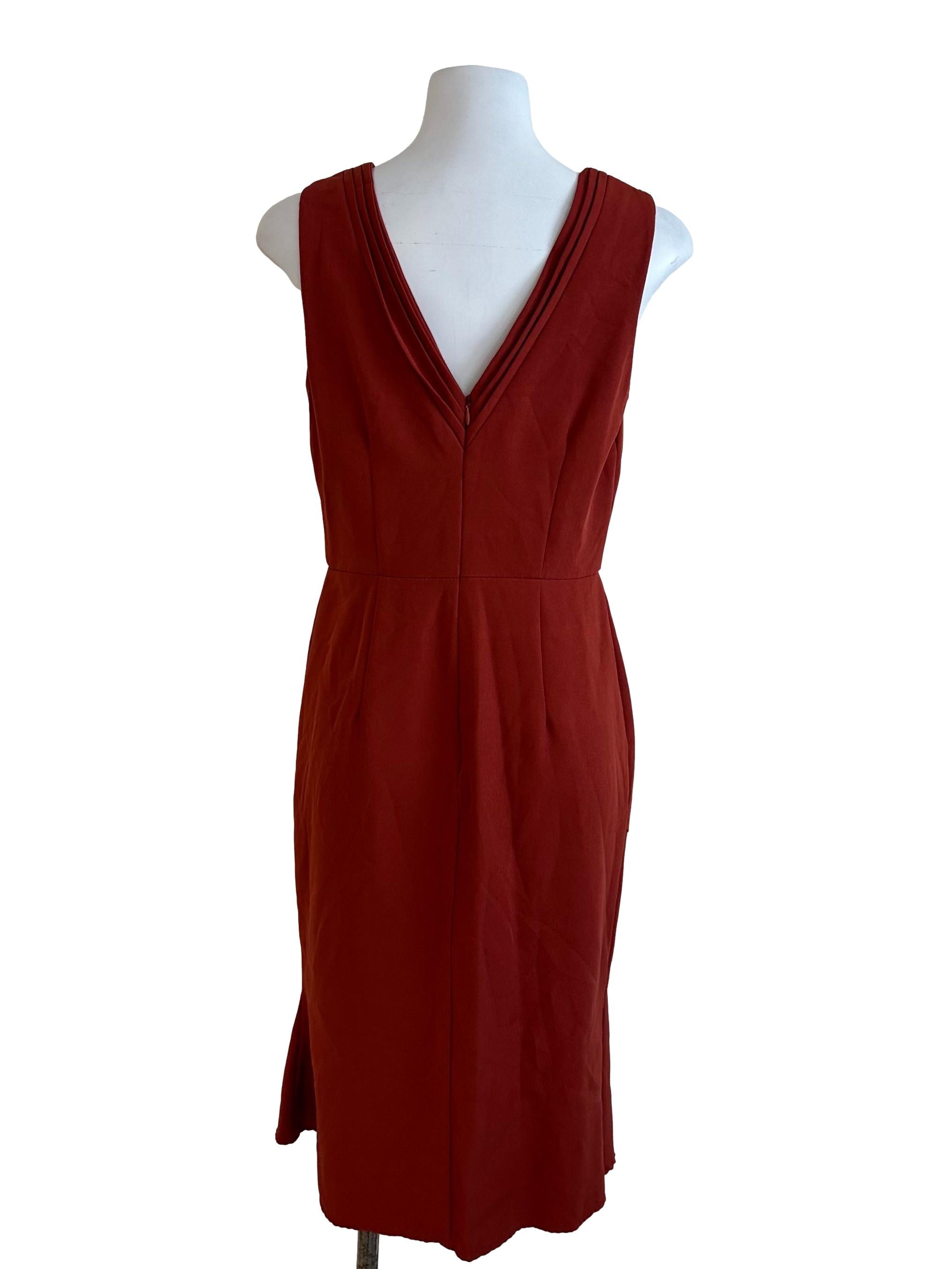 Brick Orange Round Neck Sheath Dress