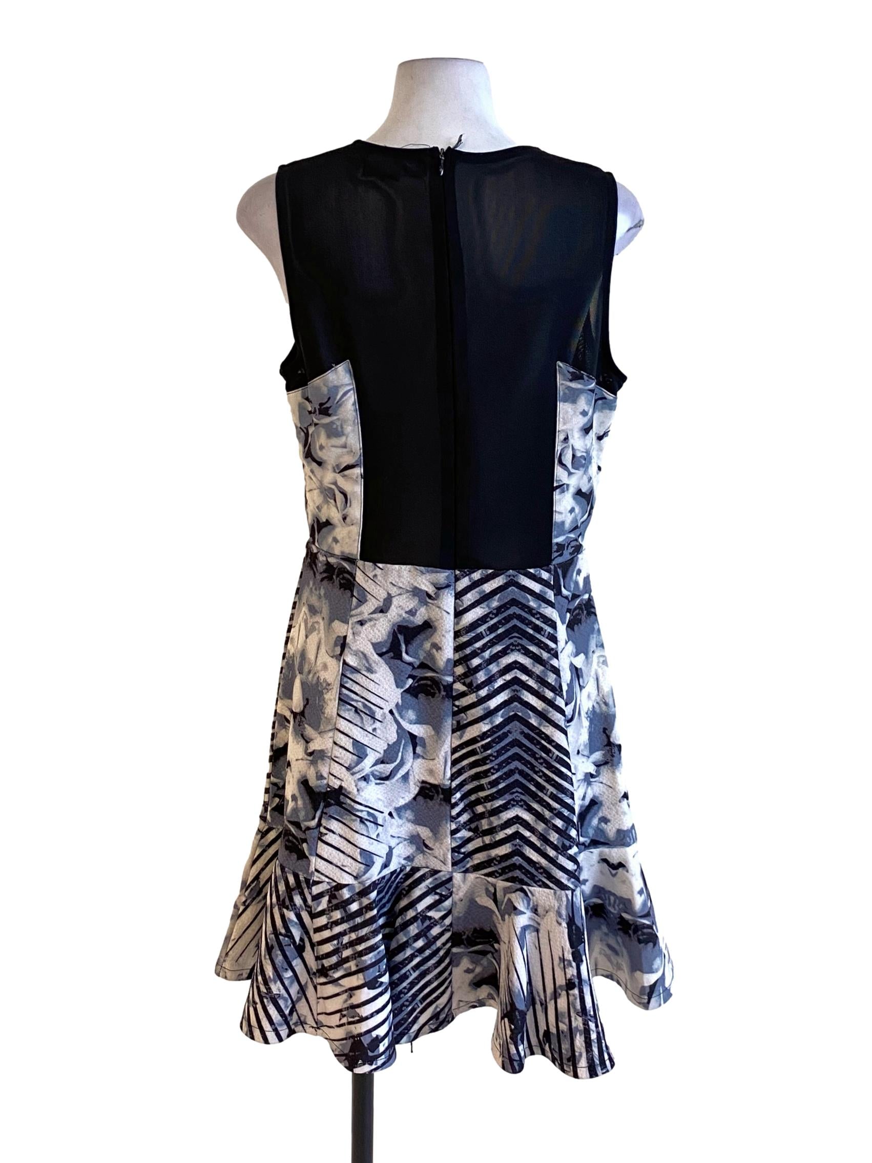 Dusty Blue Floral Printed Ruffle Hem Dress