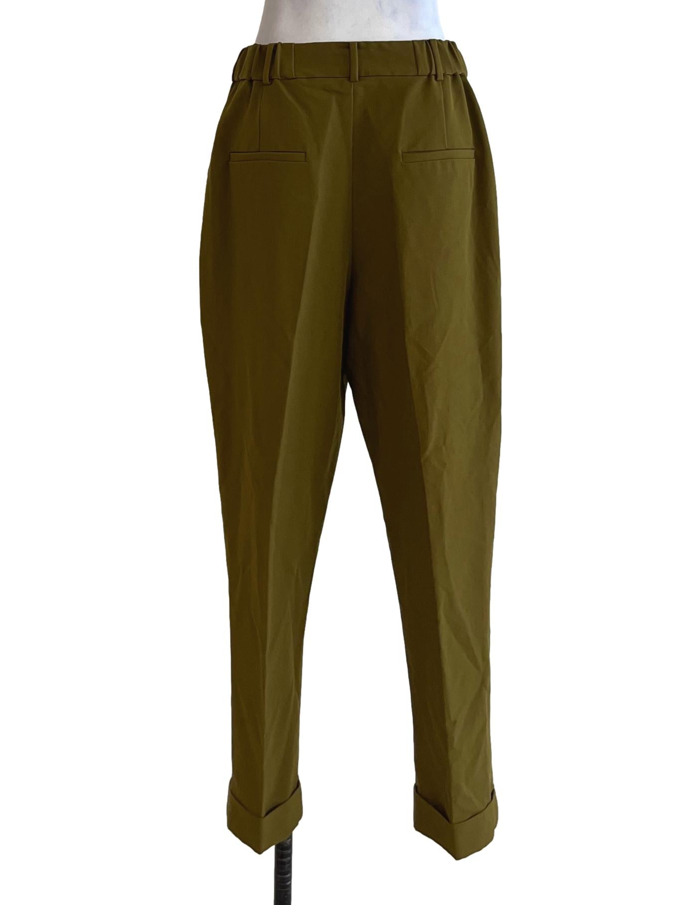 Green High-Waisted Straight Formal Pants LB