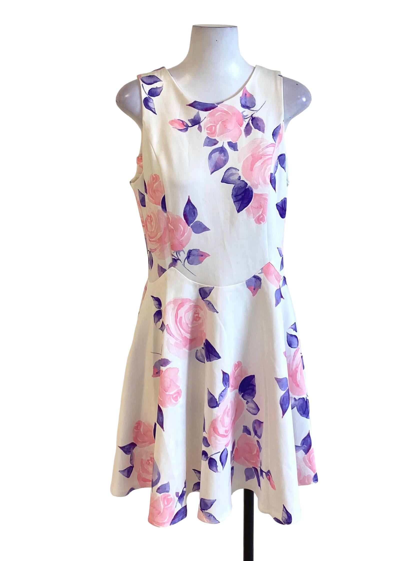 Soft White Floral A-Line Dress