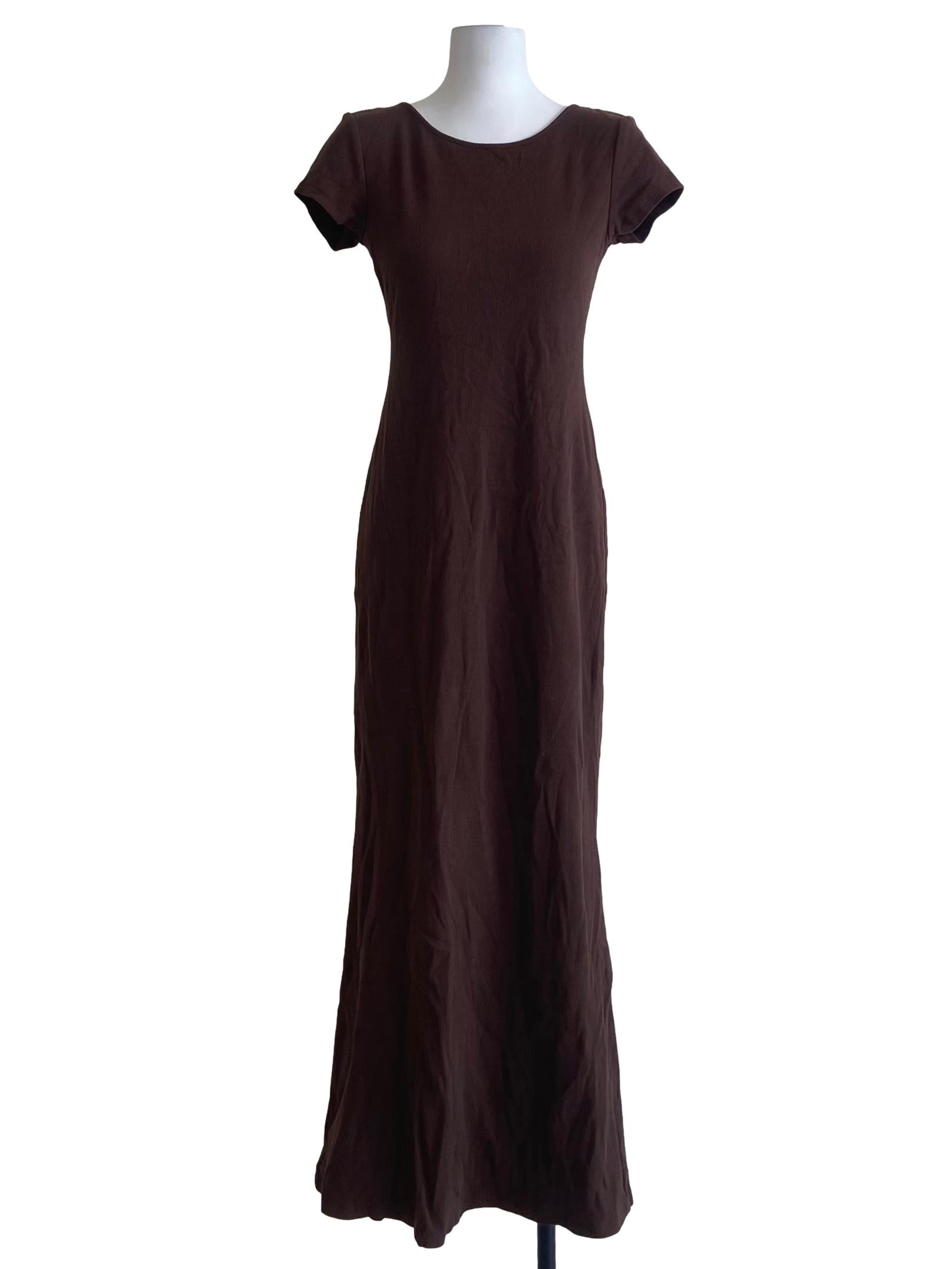 Cedar Brown Pencil Stripe Bodycon Dress