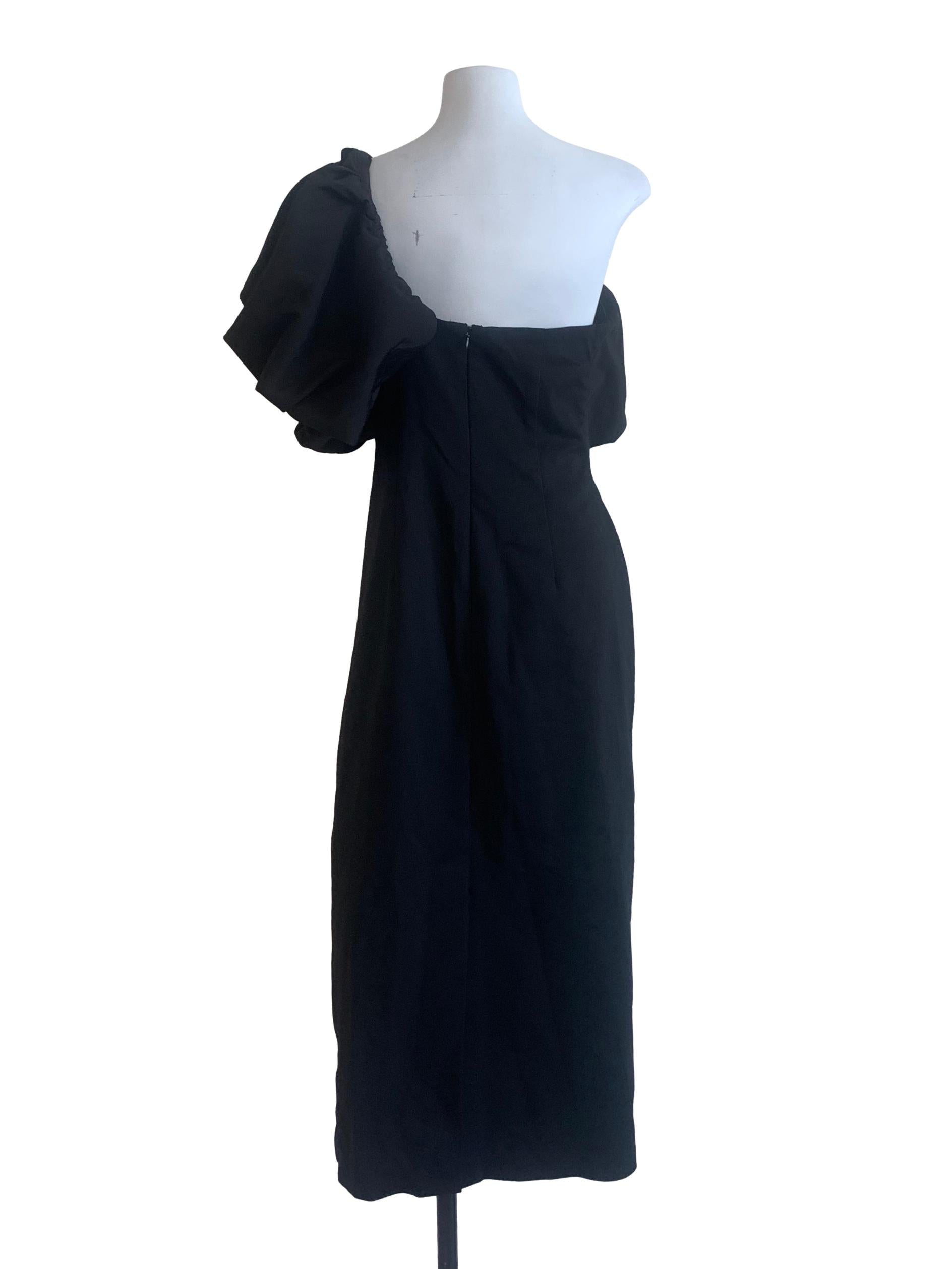 Black Asymmetrical Shoulder Dress