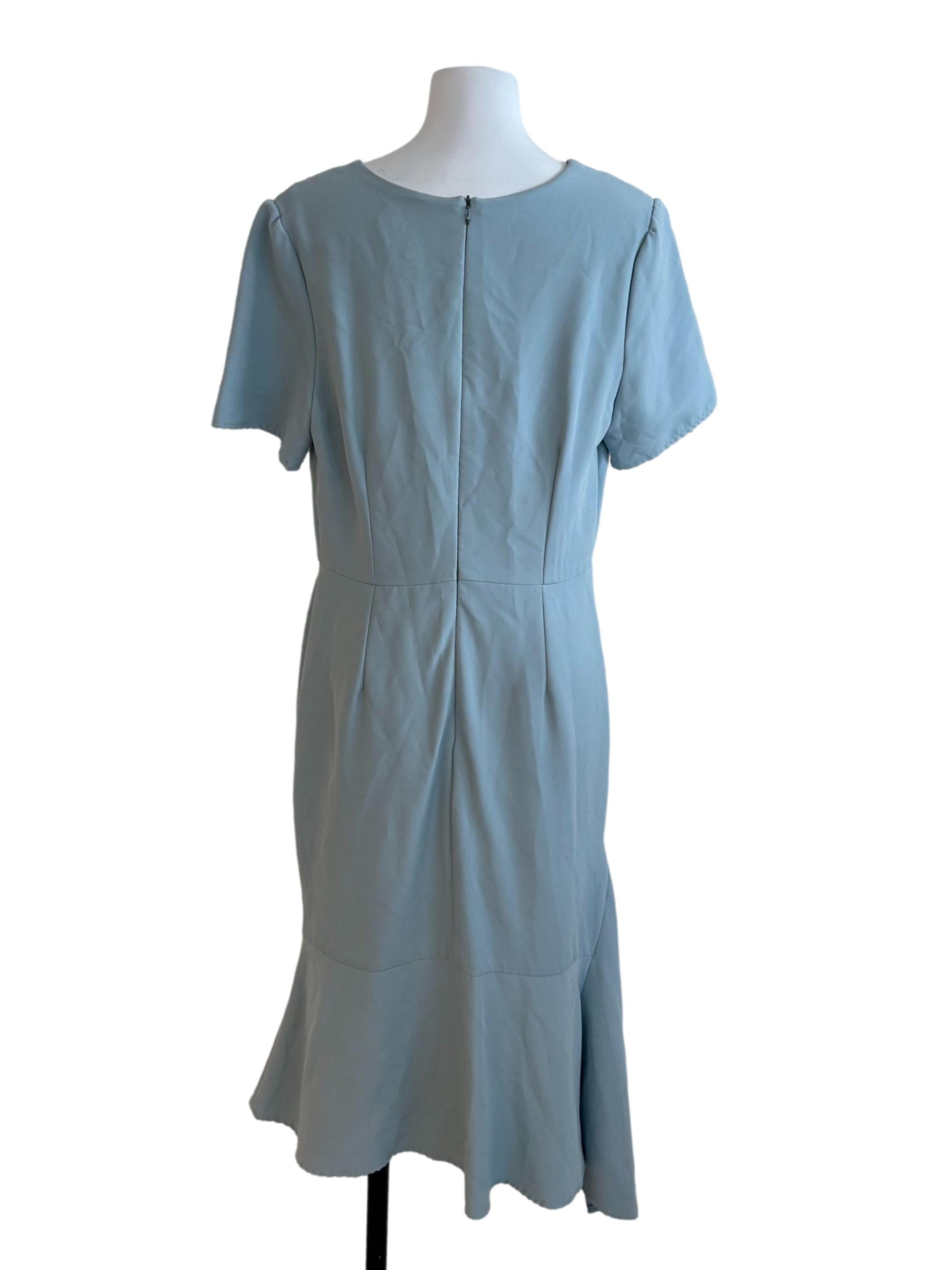 Light Blue Round Neck Slit Dress