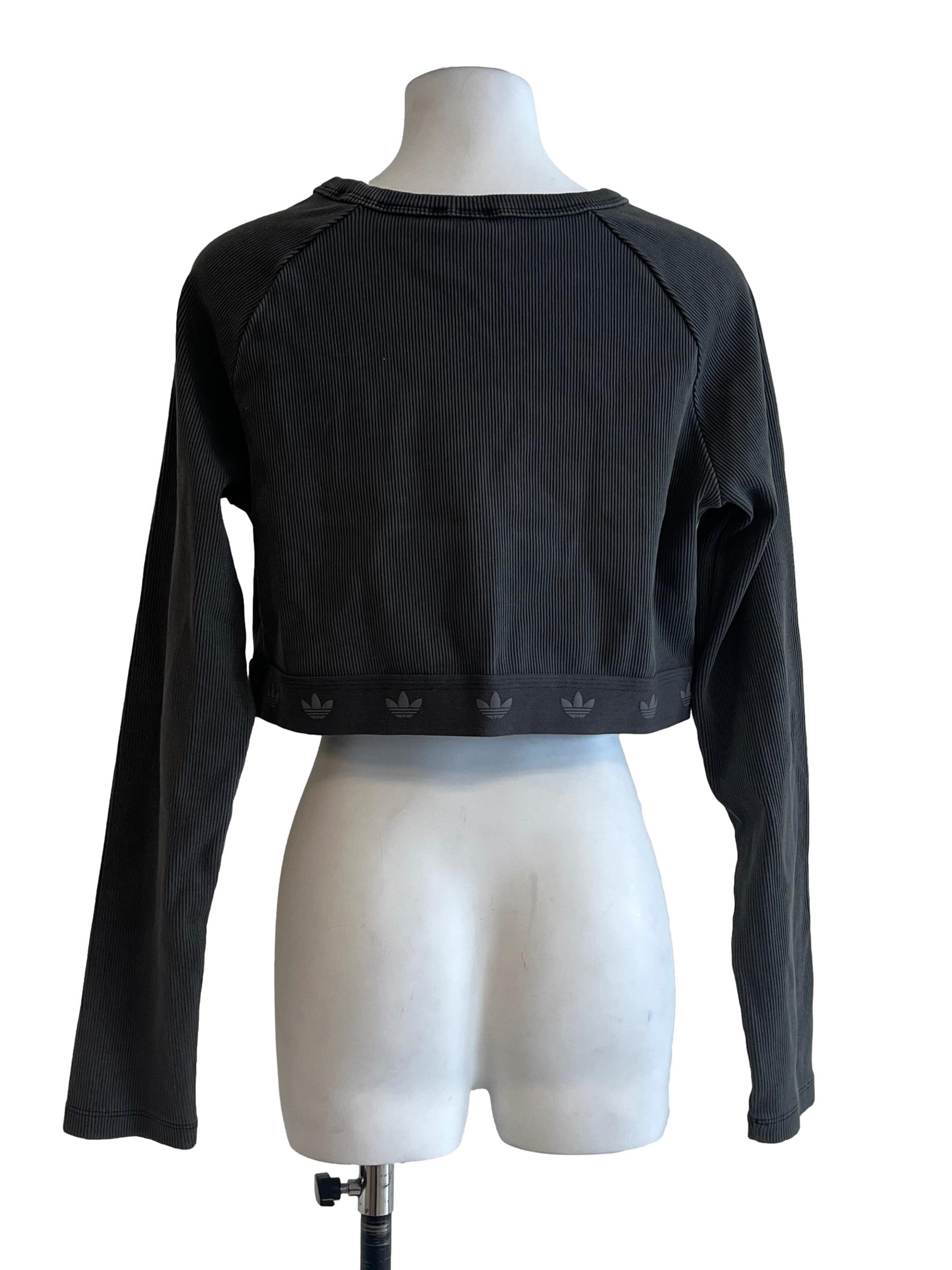 Charcoal Grey Long Sleeve Cropped Top