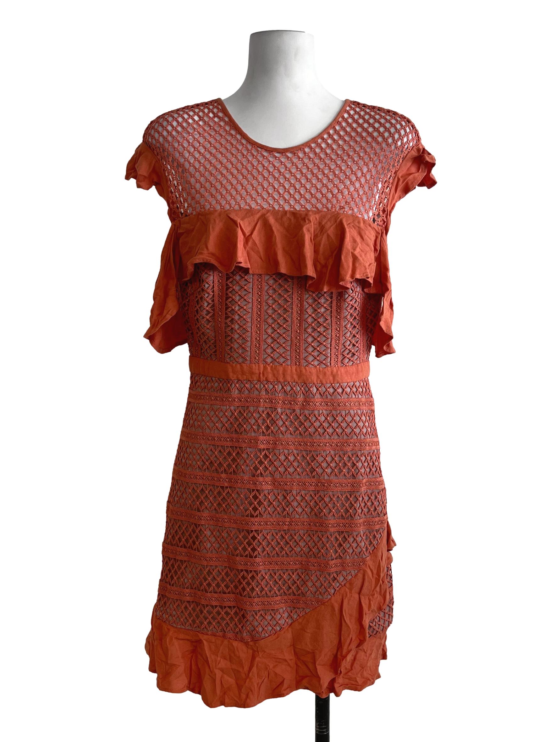 Fire Orange Ruffle Mini Dress