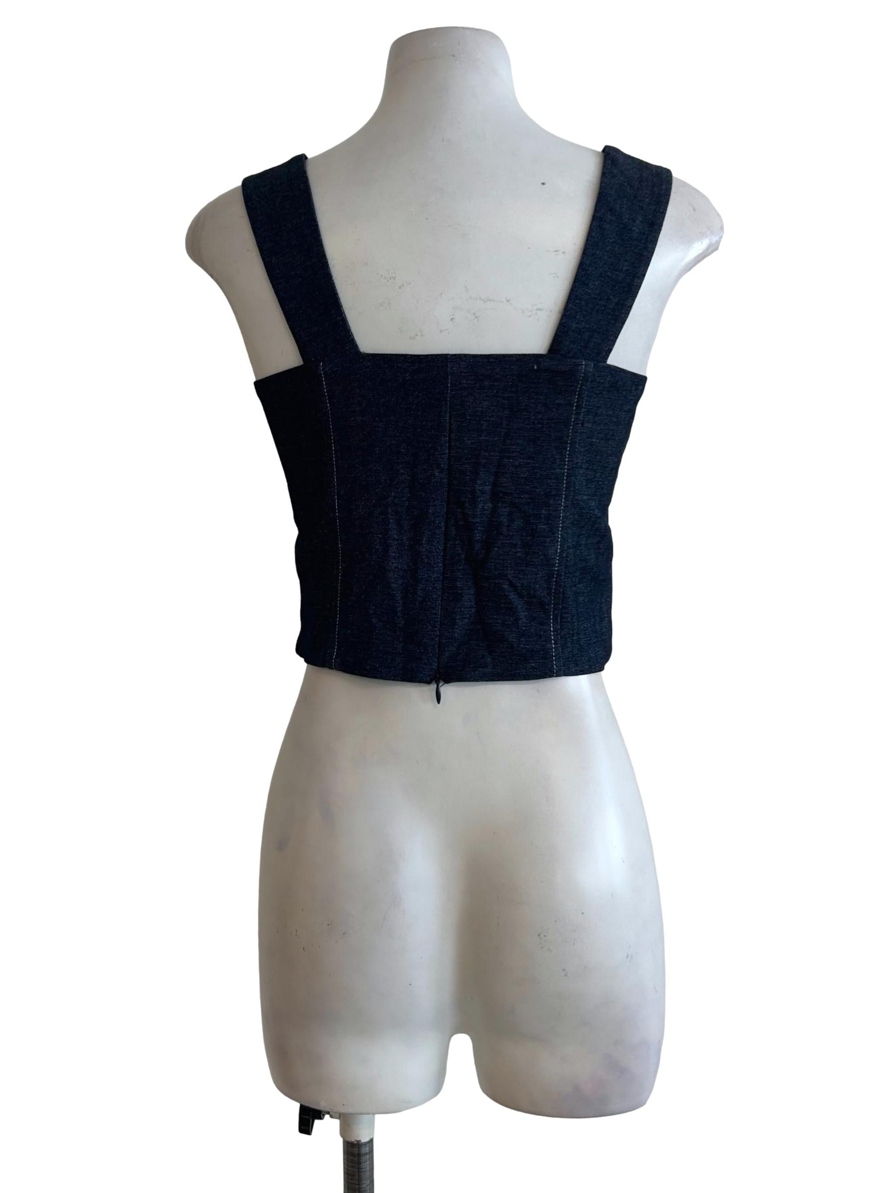 Blue Denim Pattern Sleeveless Top