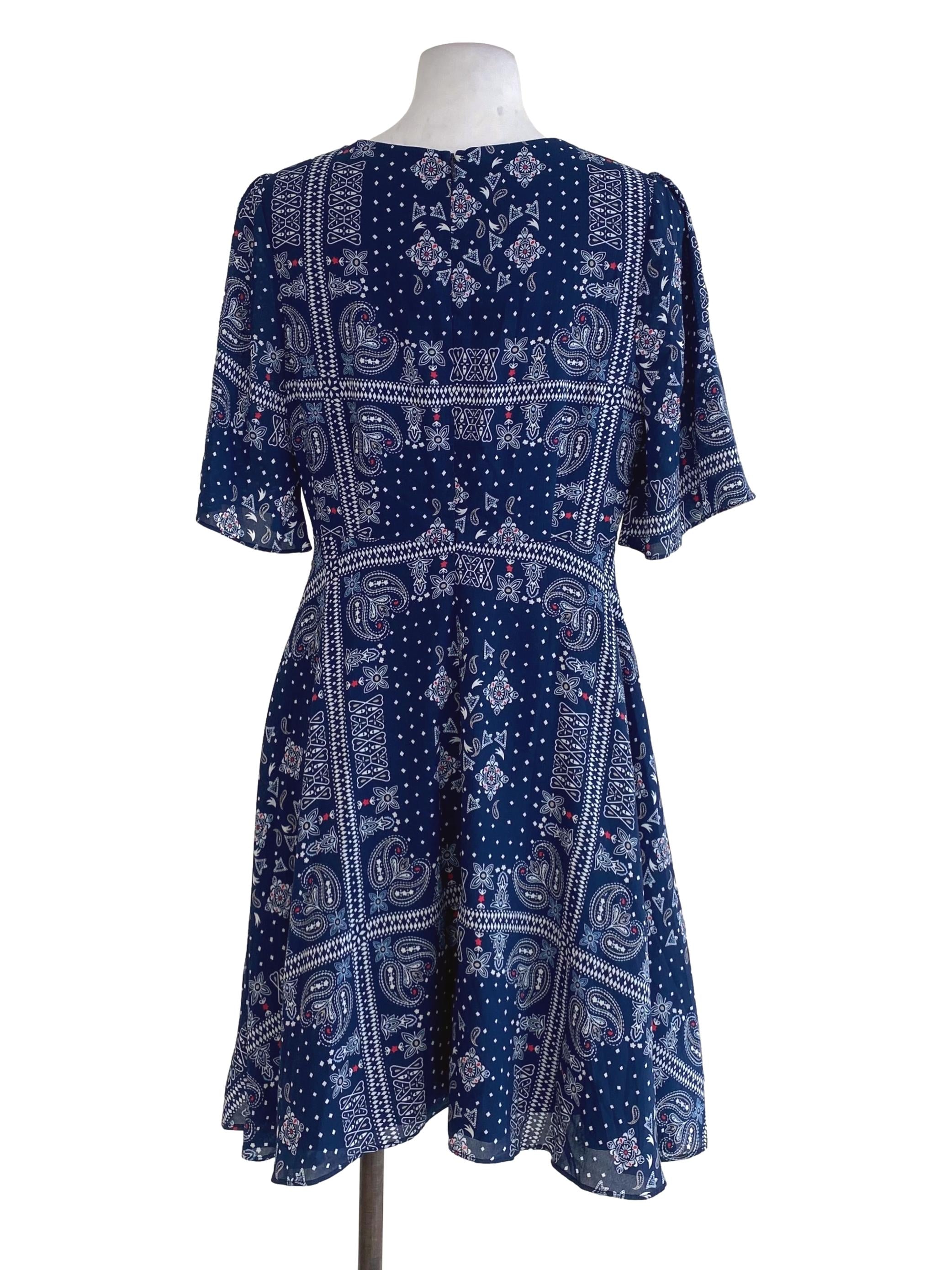 Fashmob  Navy Vintage Abstract Dress  | REFASH