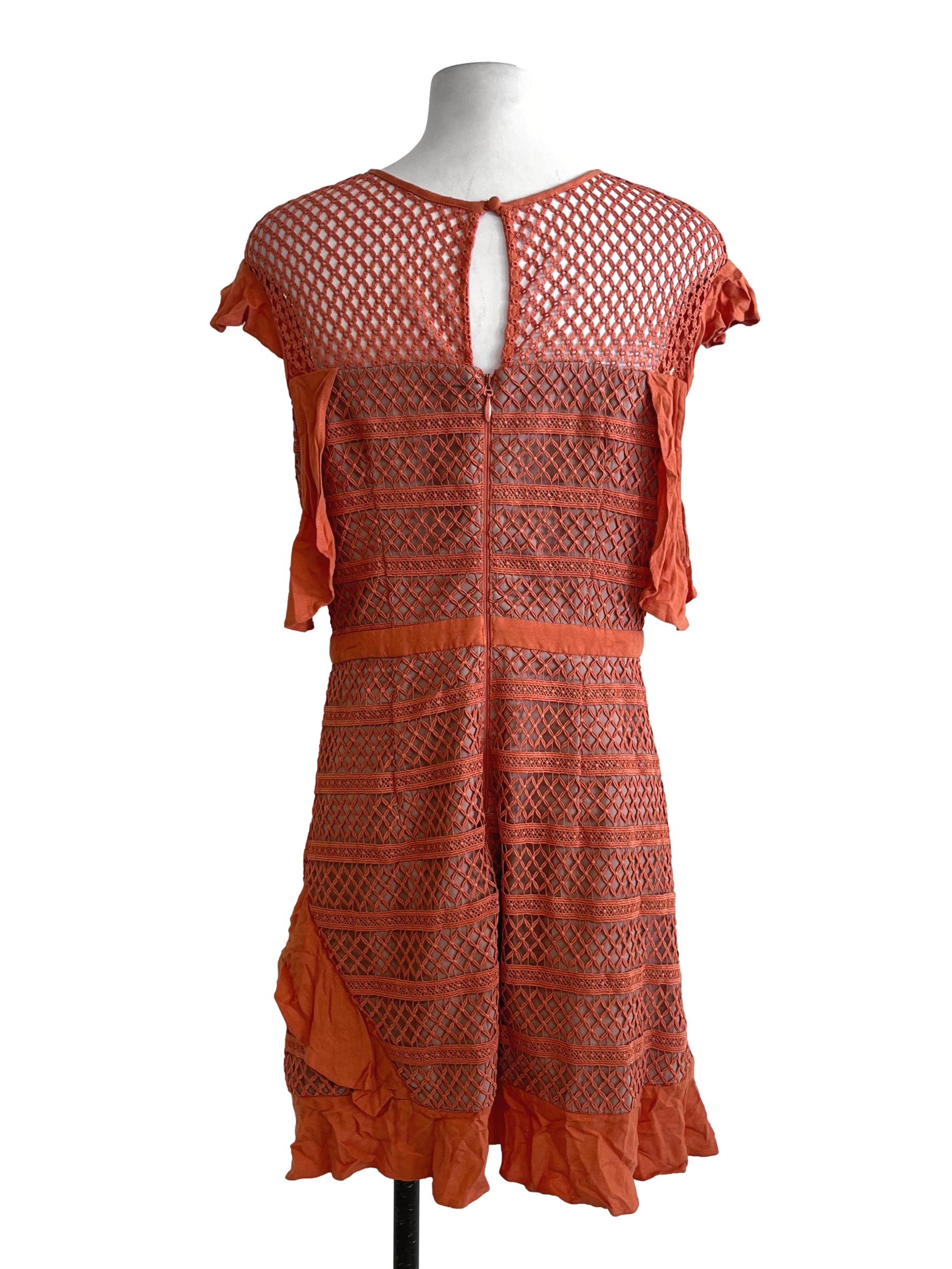 Fire Orange Ruffle Mini Dress