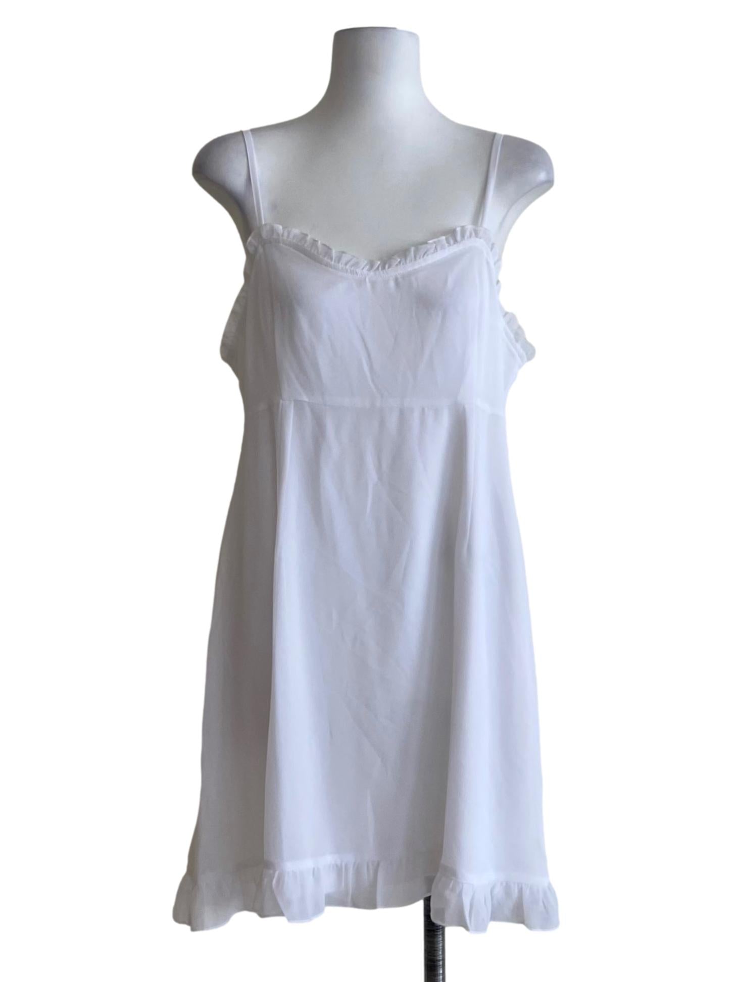 White Spaghetti Strap Ruffled Sun Dress
