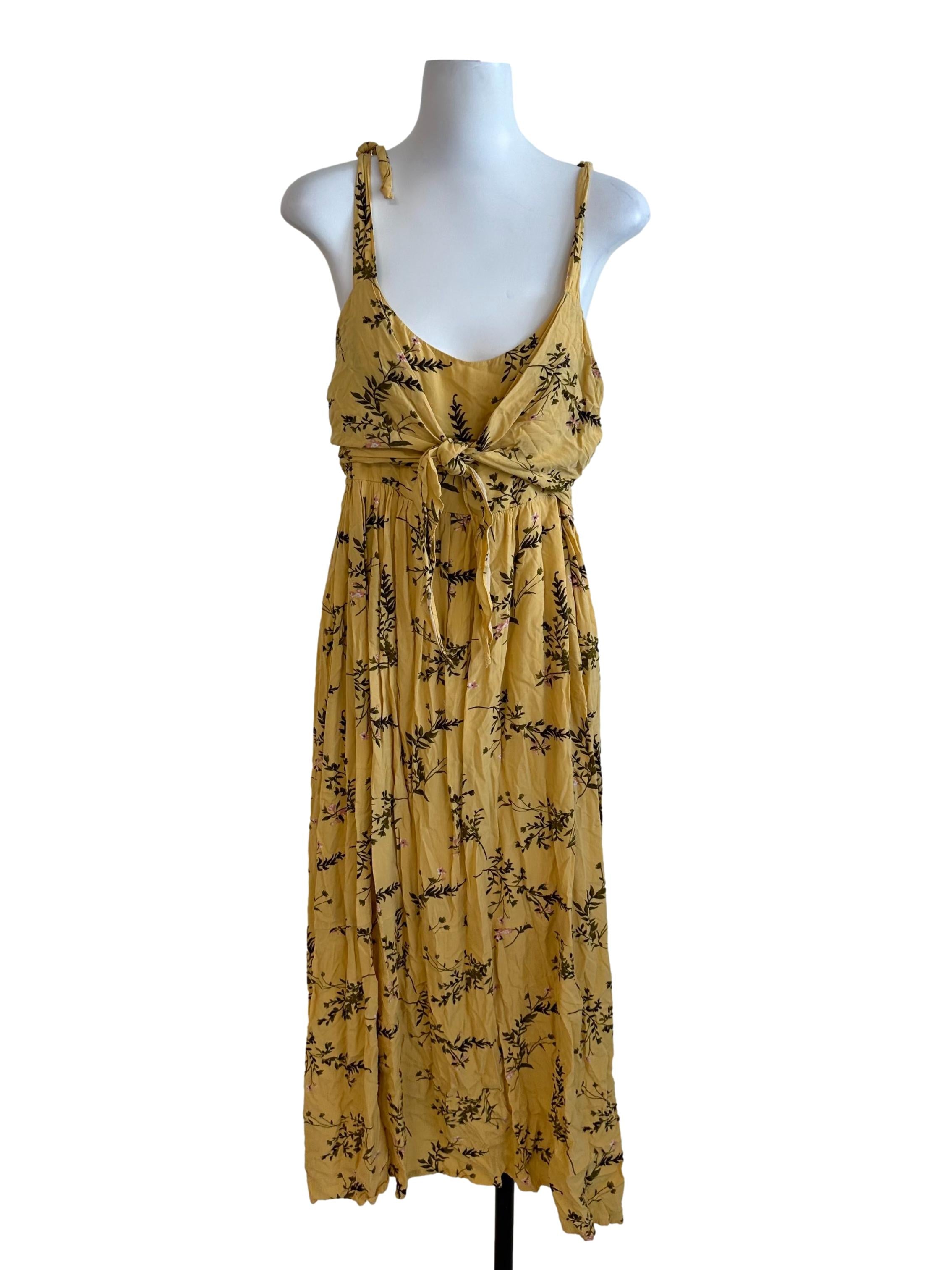 Sunny Yellow Pattern Knot Dress