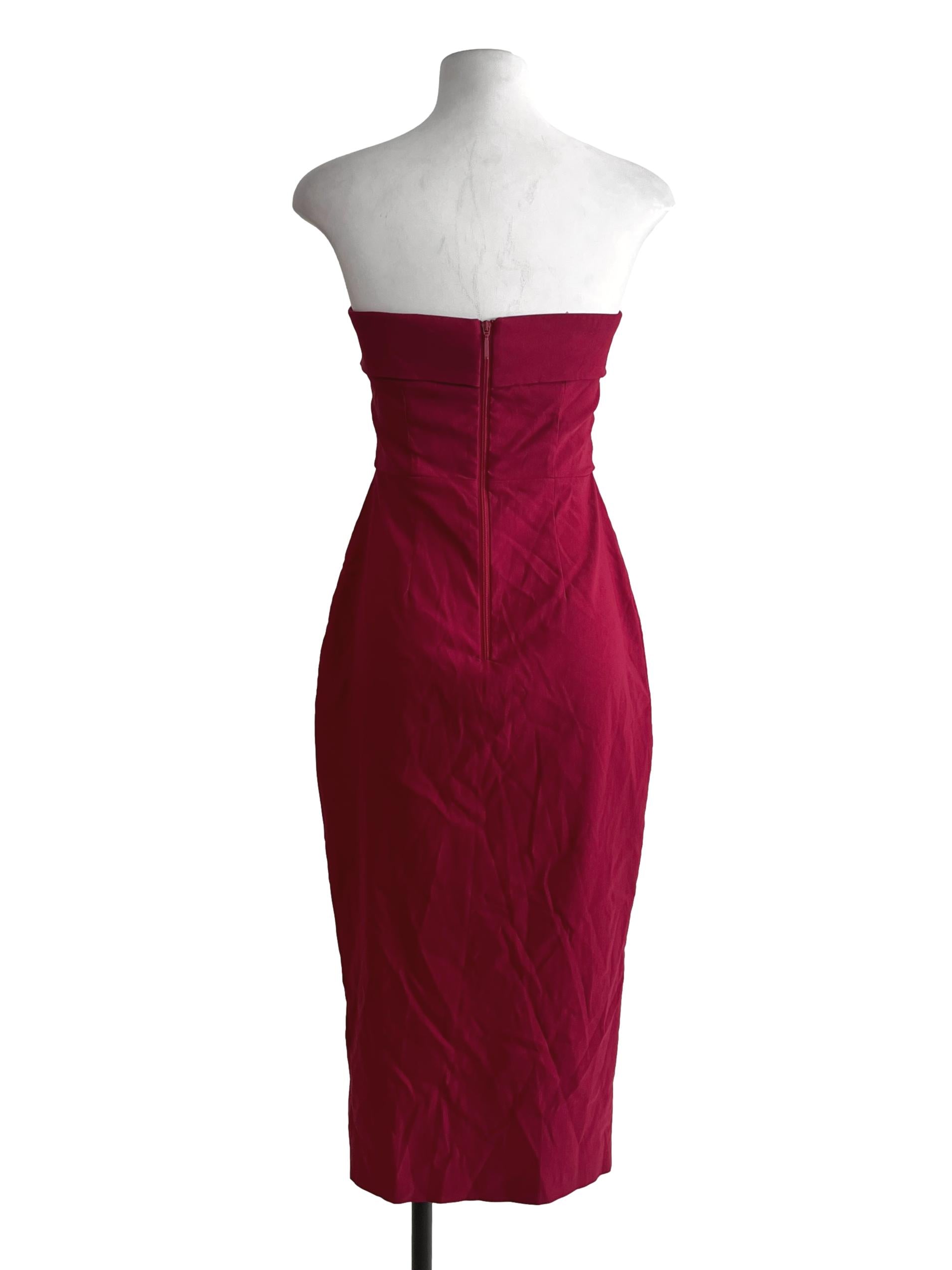 Wine Red Tube Midi Dress