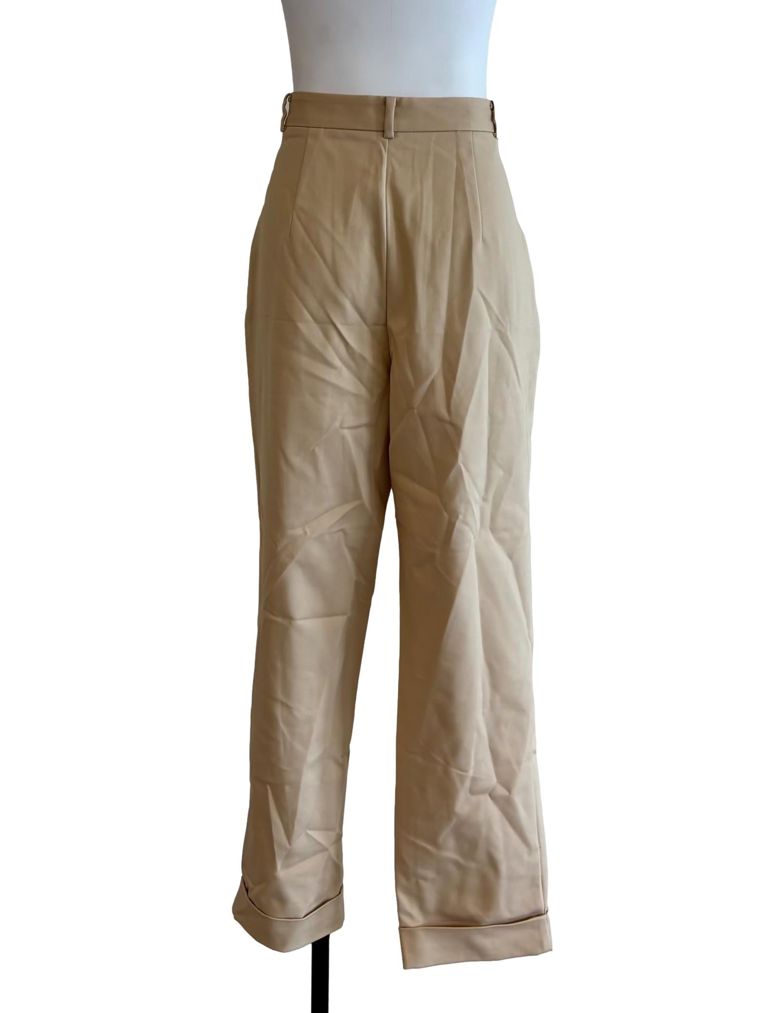 Almond Beige Straight Slacks