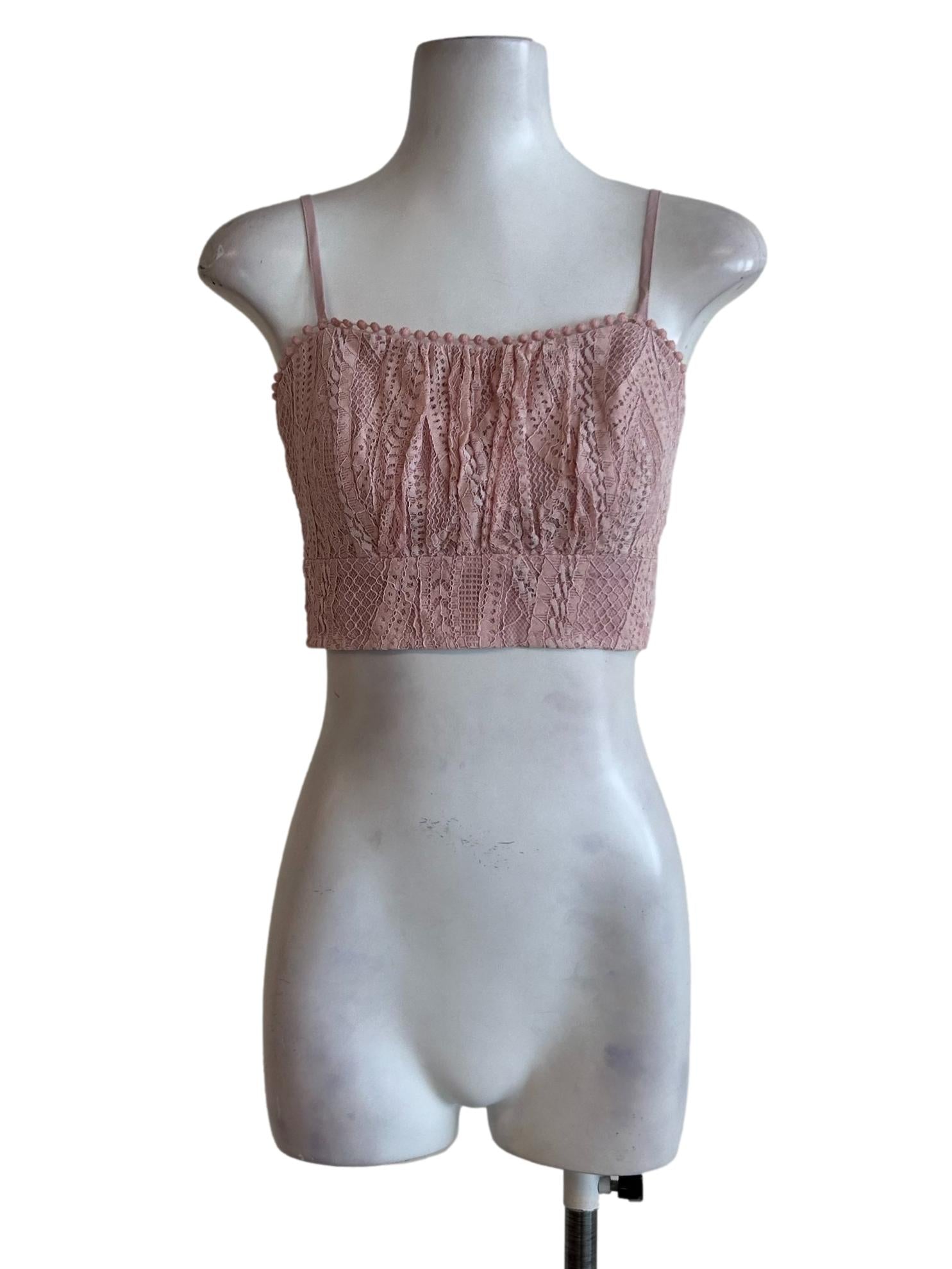 Rose Pink Lace Cami Crop Top