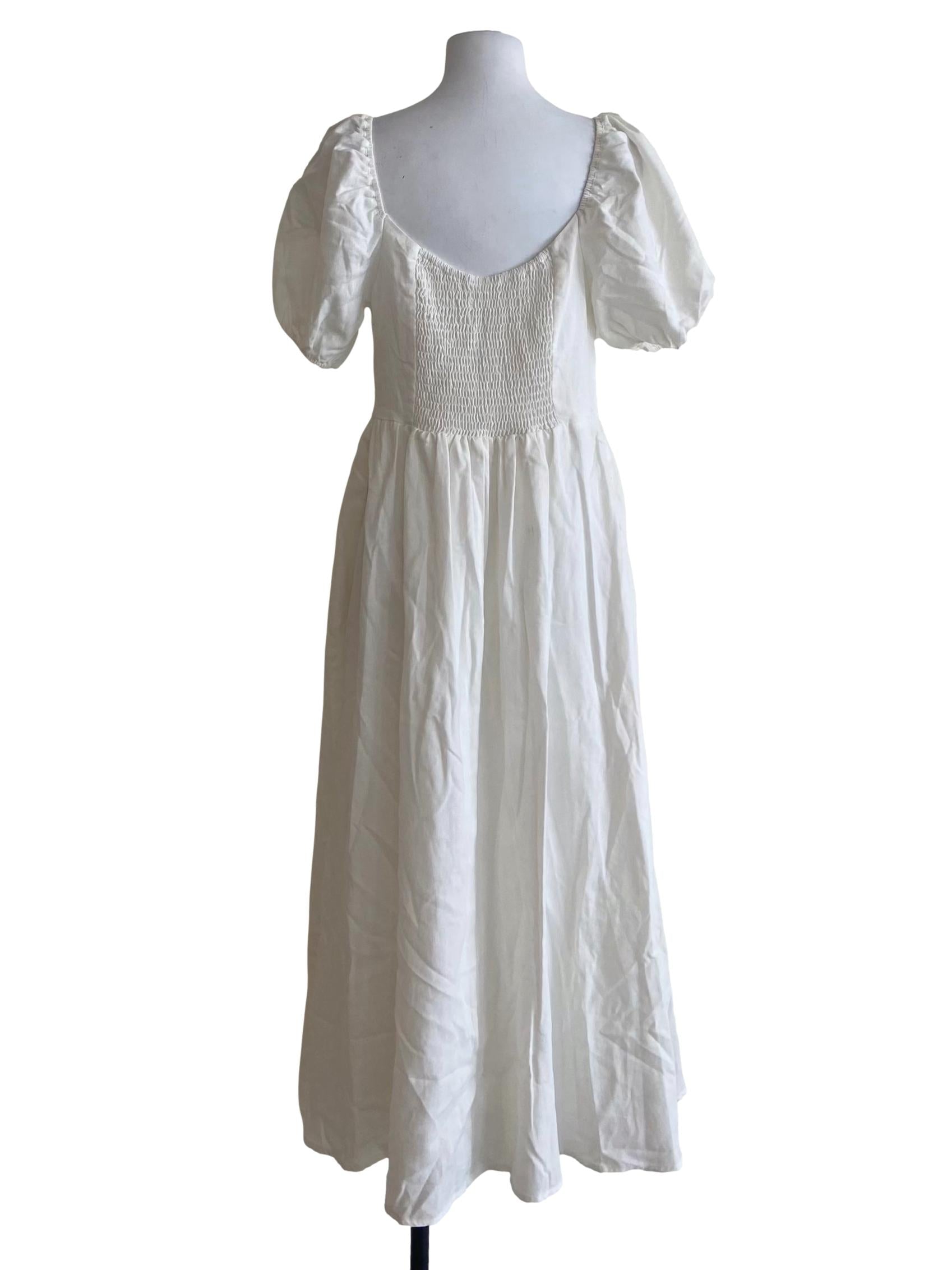 White Square Neck Empire Dress