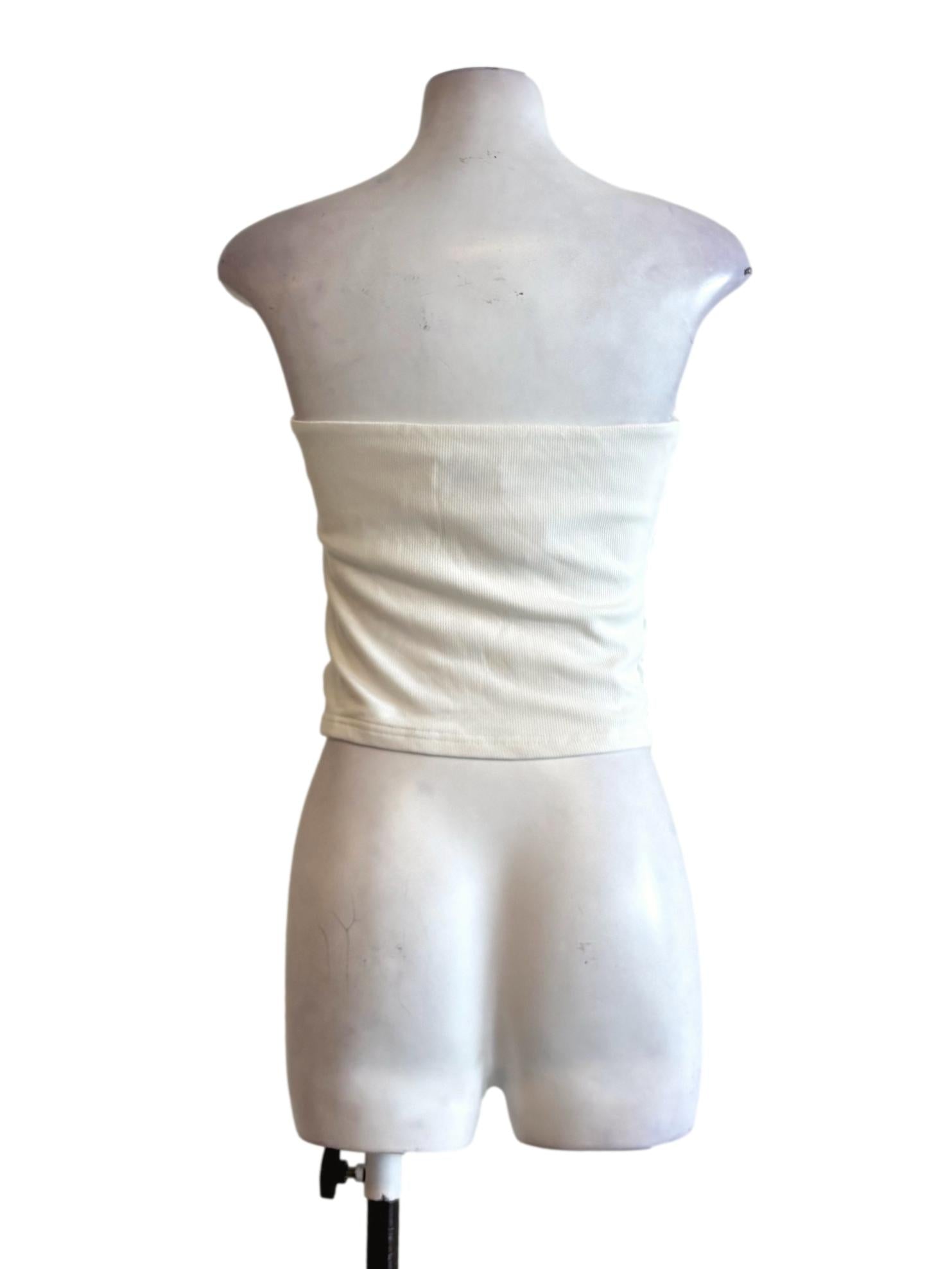 Ivory White Strapless Ribbed Top