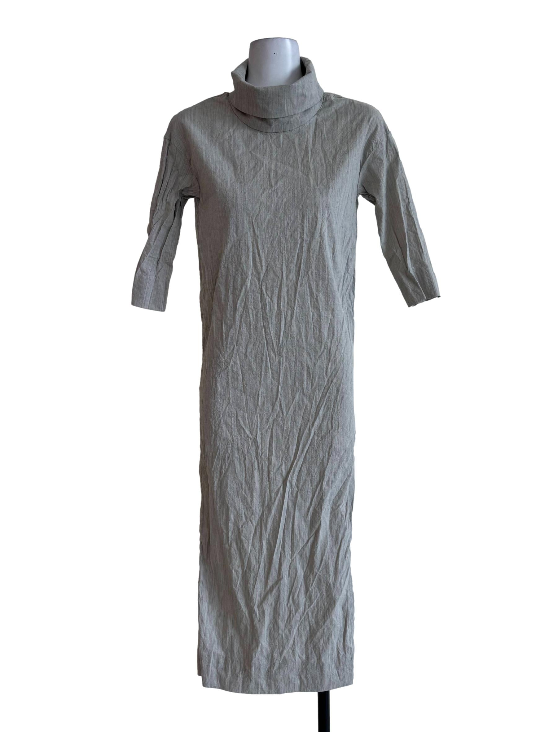 Cement Grey Turtle Neck Long Sleeve Dress