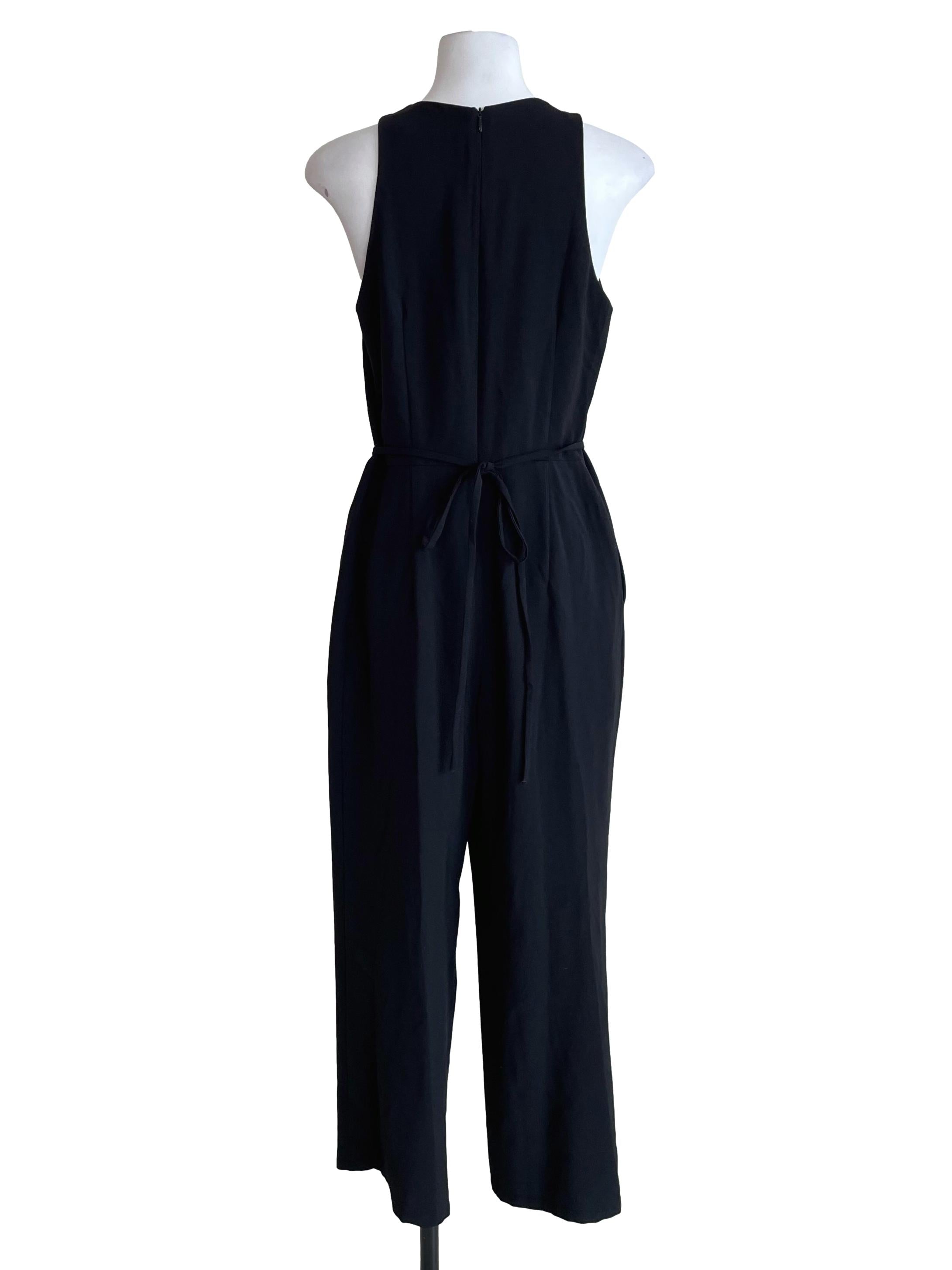 Black Folded Sleeveless Jumpsuit