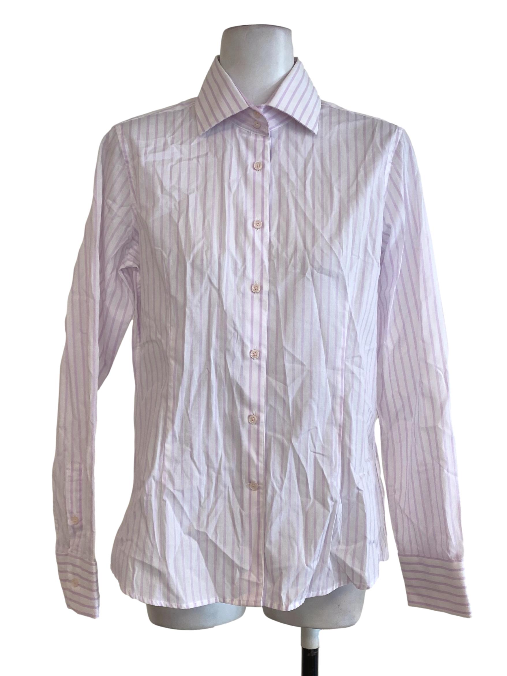 Sacoor Brothers Purple Striped Blouse | REFASH