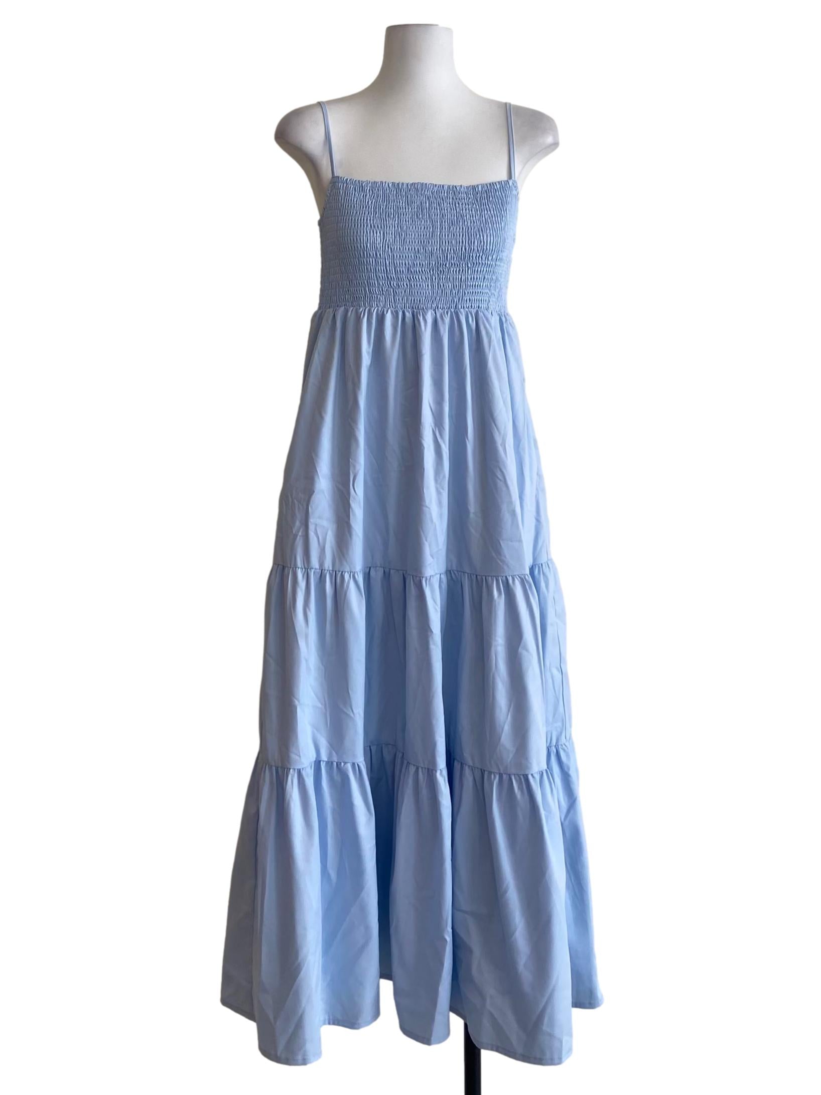 Blue Sleeveless Layered Empire Dress