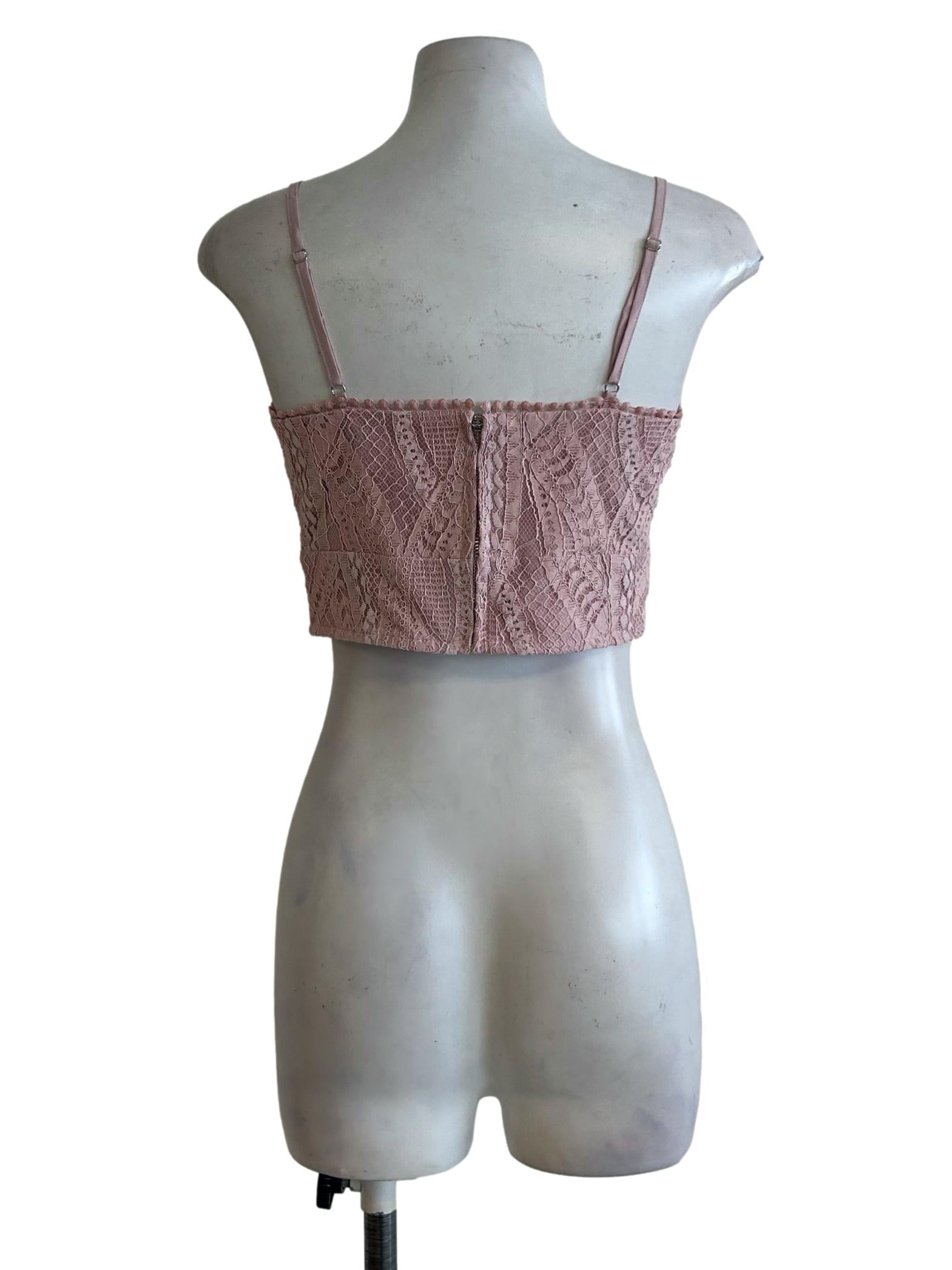 Rose Pink Lace Cami Crop Top