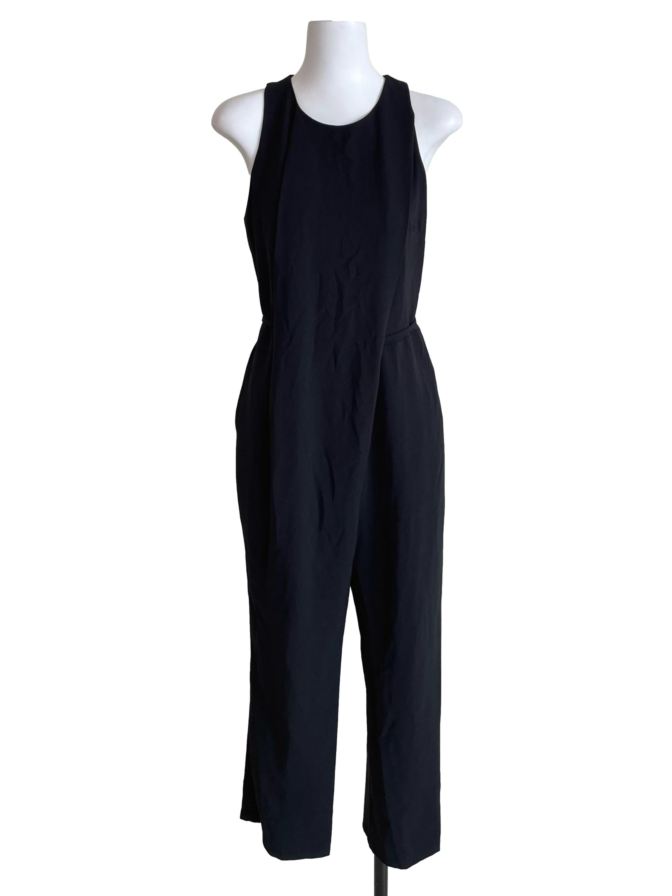Black Folded Sleeveless Jumpsuit