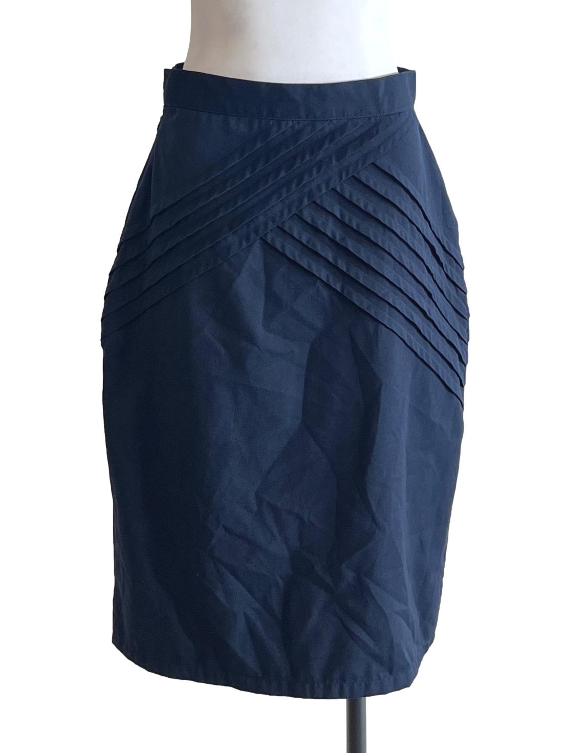Navy Blue Pleated Pencil Skirts