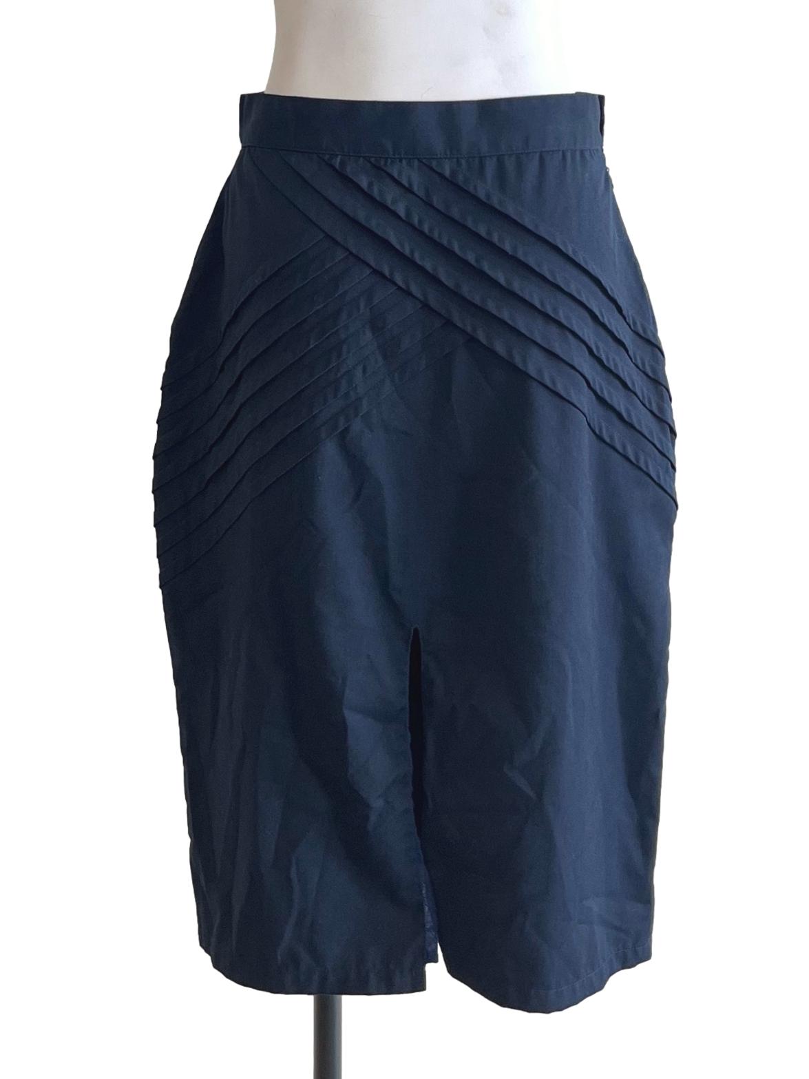 Navy Blue Pleated Pencil Skirts