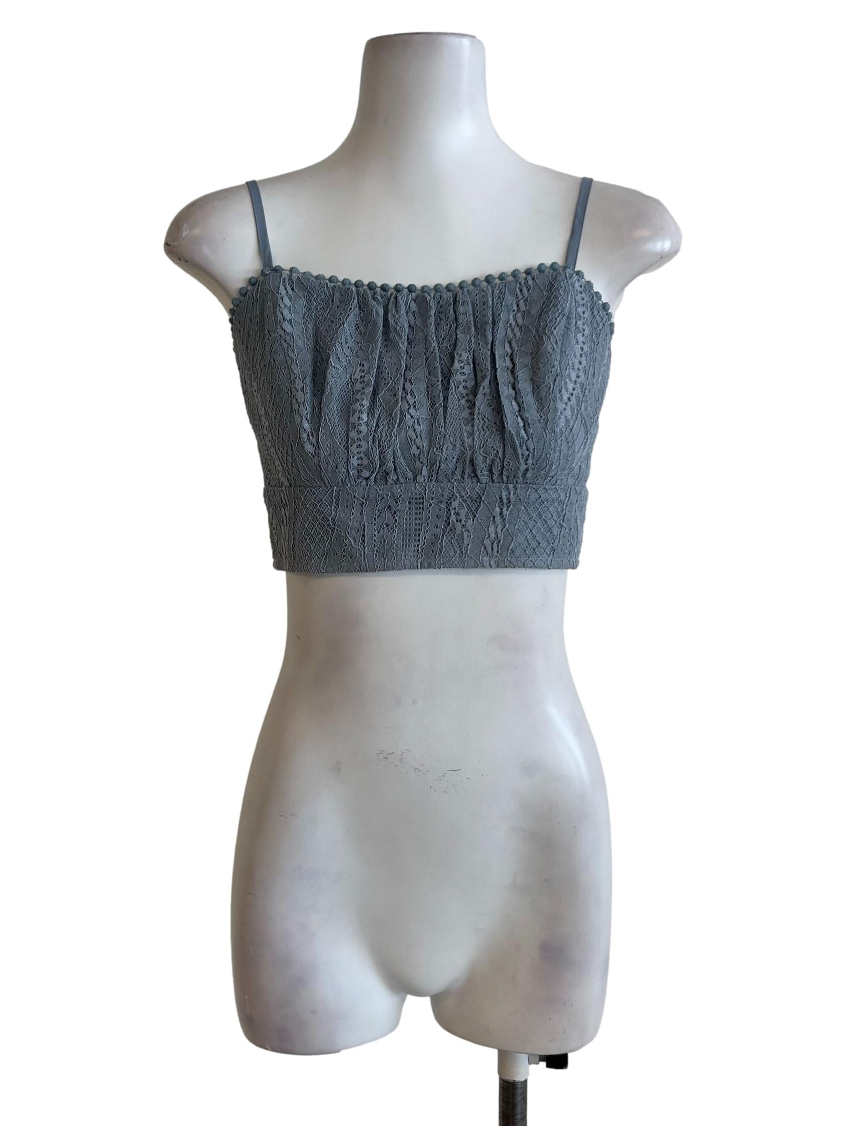 Stone Blue Lace Cami Crop Top