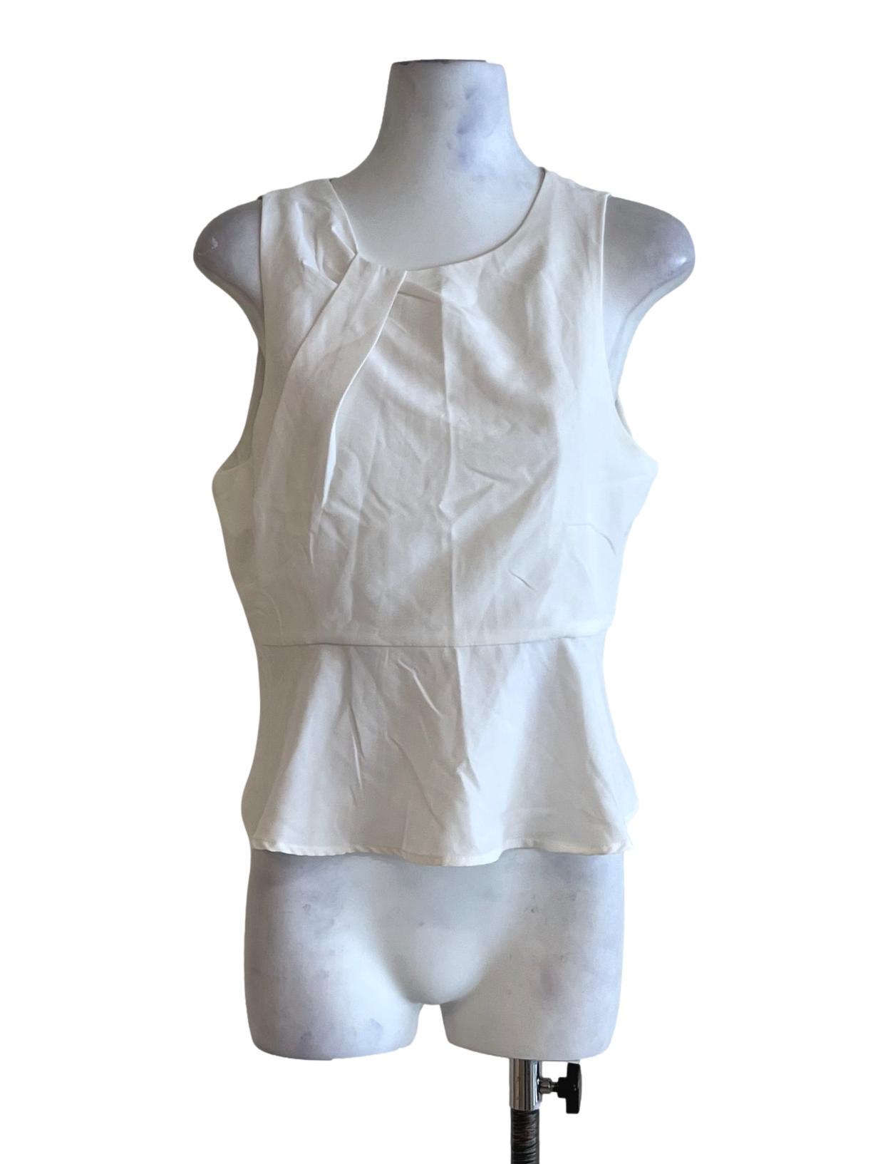 White Jewel Neckline Sleeveless Top